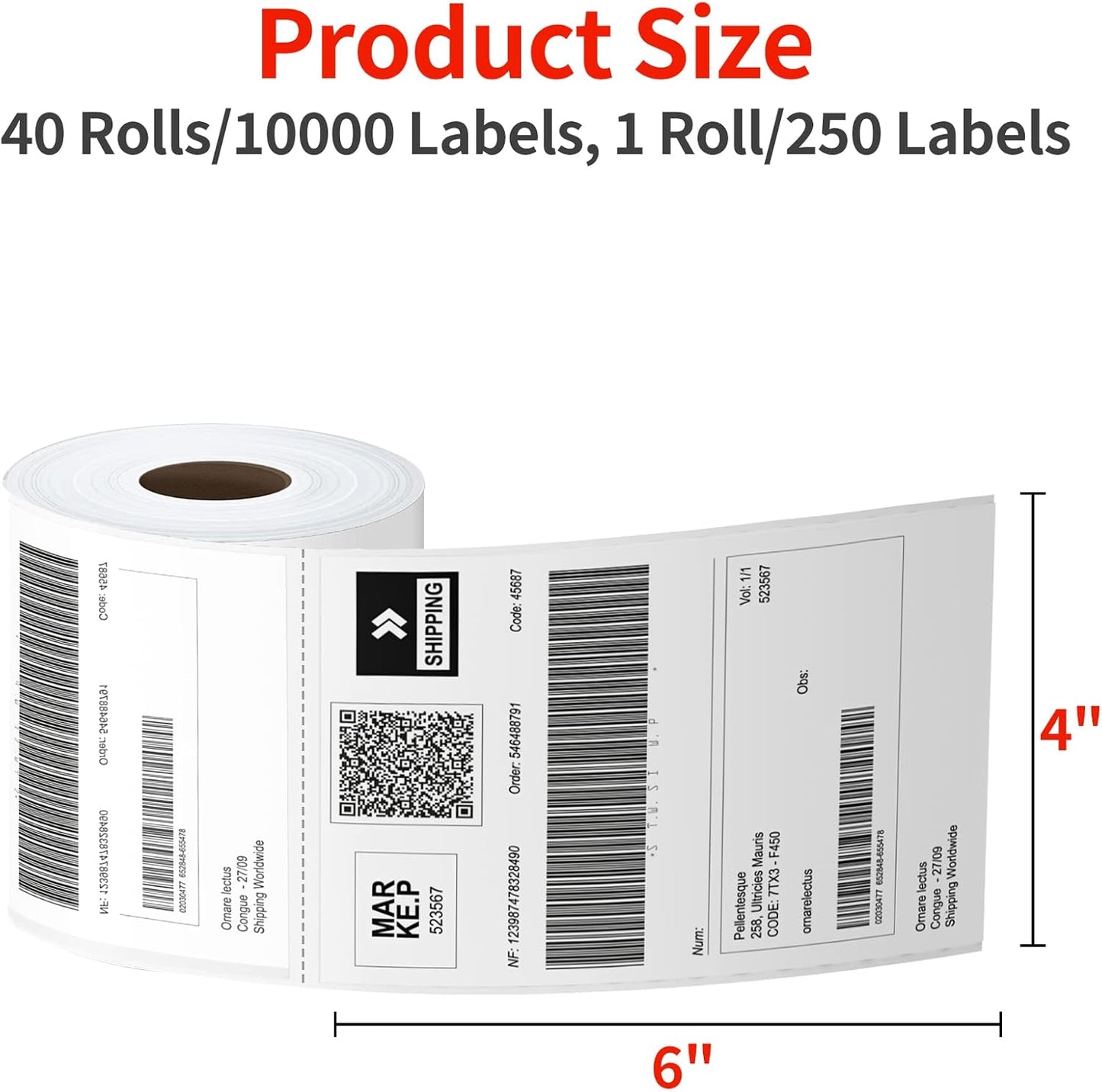 Thermal Labels 4x6 Roll - 10000 Labels, 4x6 Perforated Postage Shipping Label for Rollo, Zebra, MUNBYN and Polono Thermal Printers (NOT for DYMO)