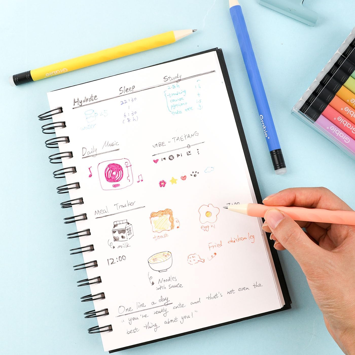 Grabie Erasable Gel Pens, 9 Colors Erasable Pens, Make Mistakes Disappear Colored Pens, Assorted Color Inks for Drawing Writing Planner,Gel Pens for Coloring