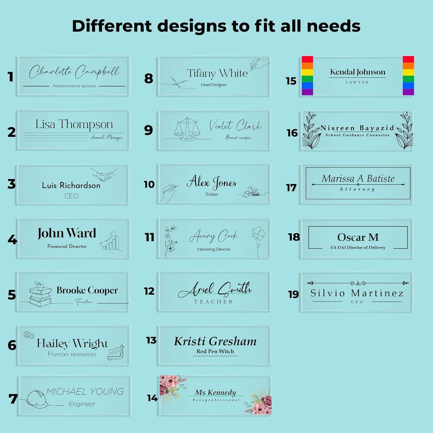 EGD Acrylic Door Name Plate Personalized I Custom Acrylic Sign I Cute Office Accessories Decor I Custom Office Door Signs (10 x 3.5 Inch) (4. Door/Wall Name)