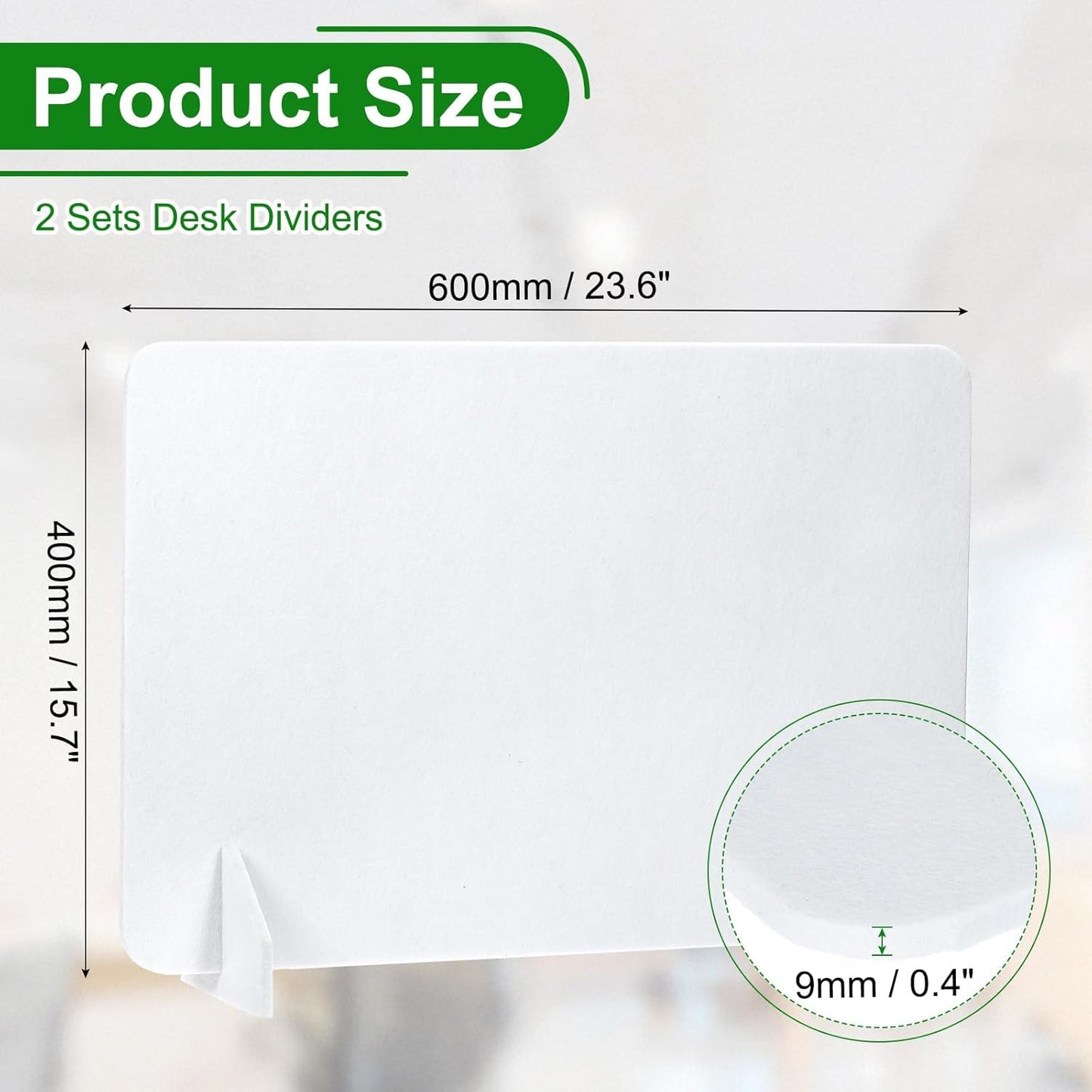 PATIKIL Desk Divider, 2 Set 24 x 16 Inch Acoustic Freestanding Desk Divider Desk Privacy Panel with 4 Pcs Support Feet for Library Office Workstation, White