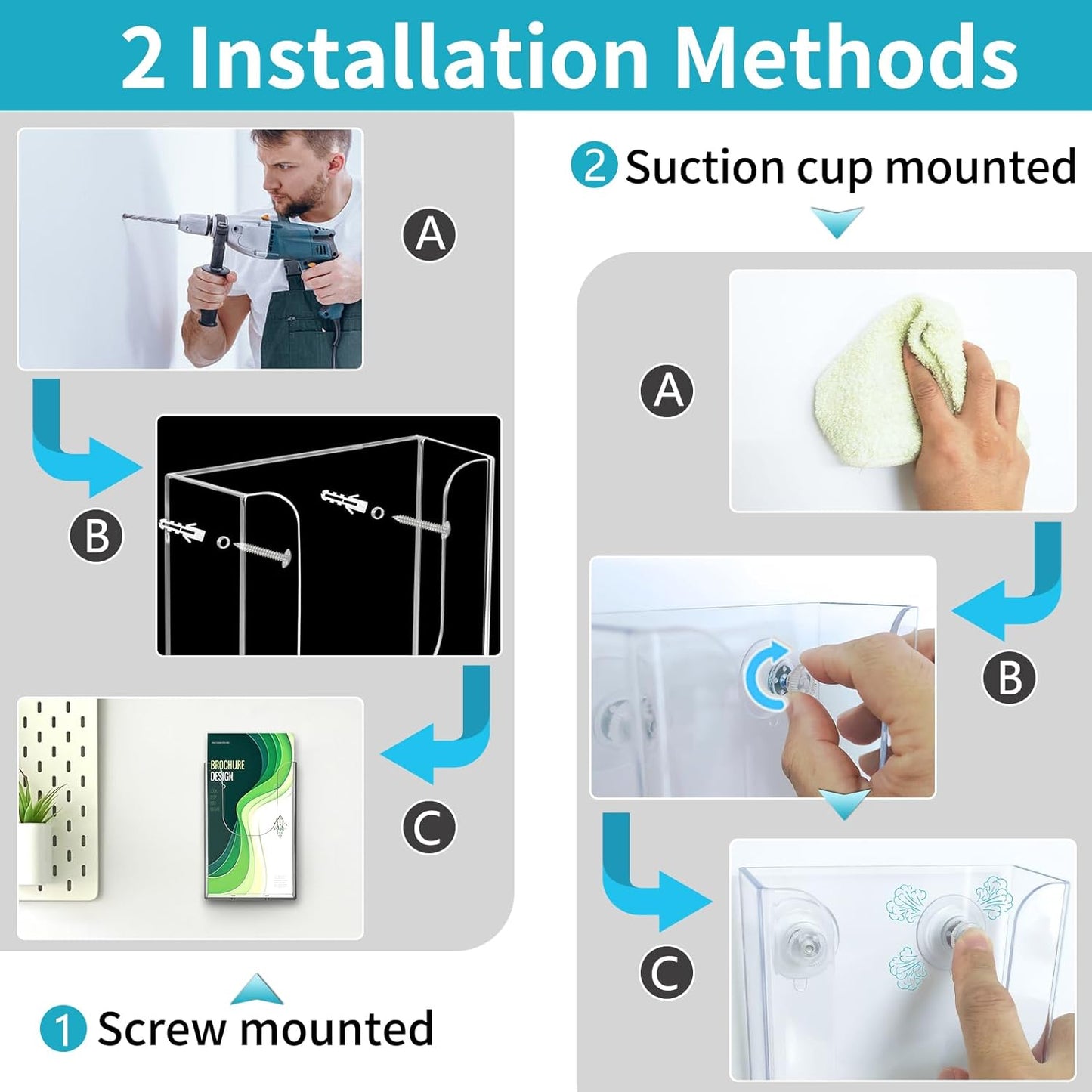 Zavekia 4 x 6 Inches Wall Mount Brochure Holder - Clear Flyer Holder (1 pack)