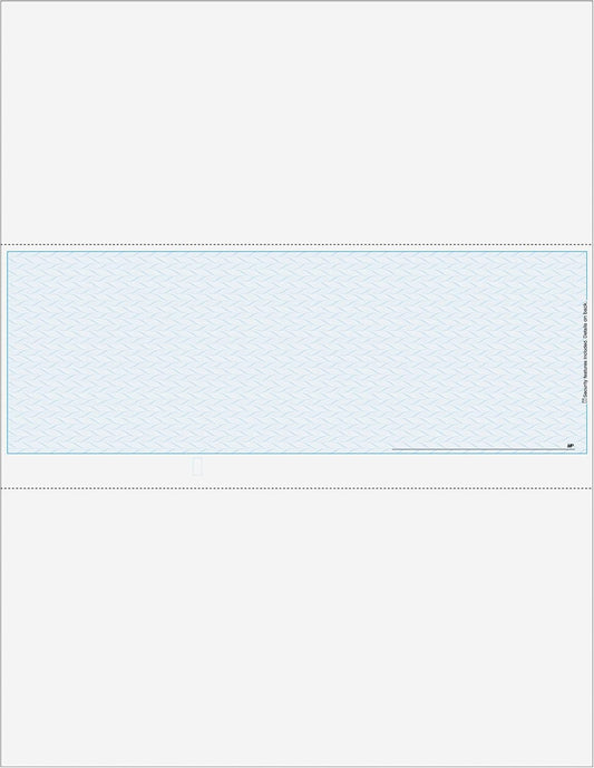 Classic Blank Business Middle Check, Blank Computer Check Paper with Blue Herringbone Background and Signature Line, 500/Pk