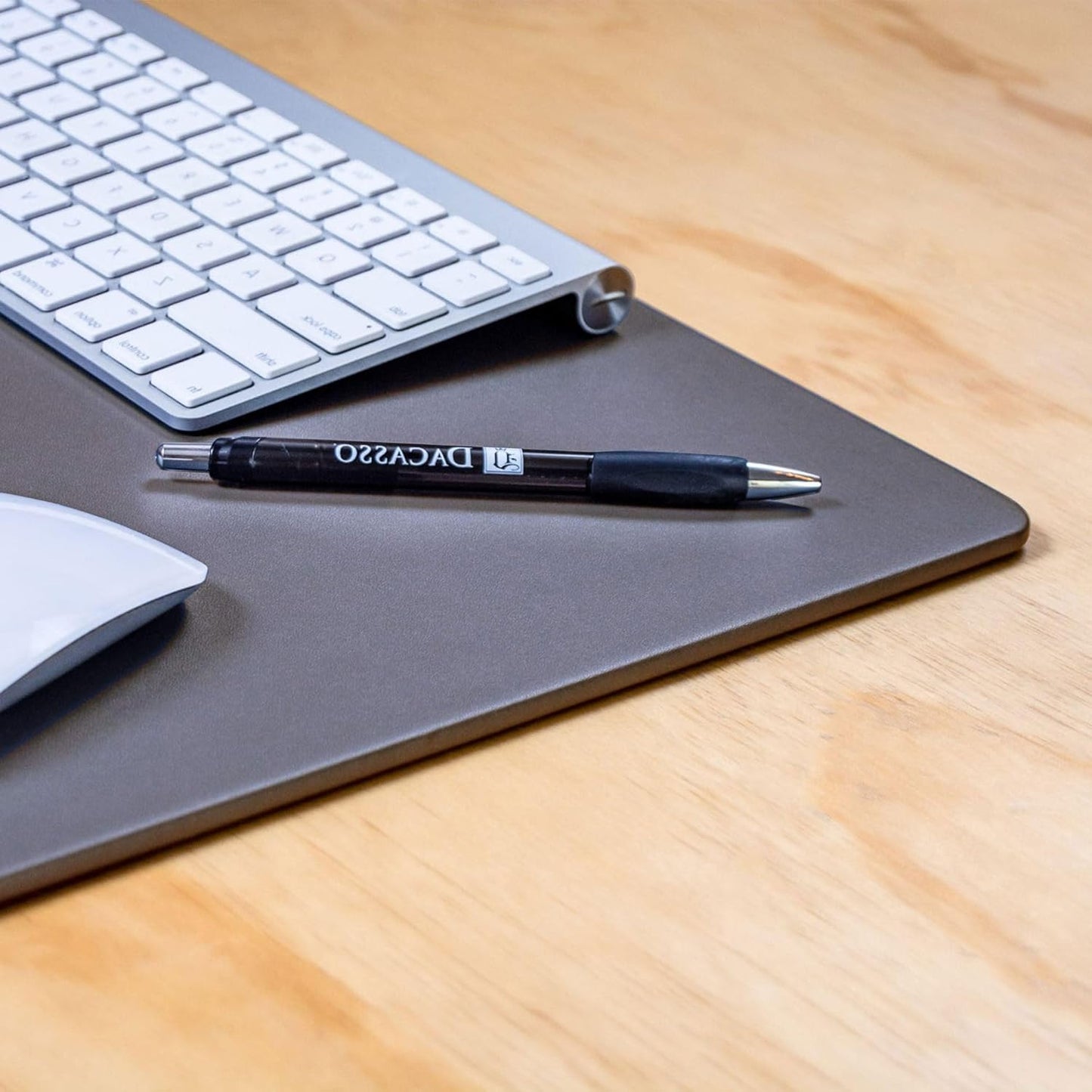 Dacasso 17" x 14" Gray Leatherette Luxury Conference Table Pad - Desk Blotter for Writing - Boardroom Organization & Executive Desk Decor