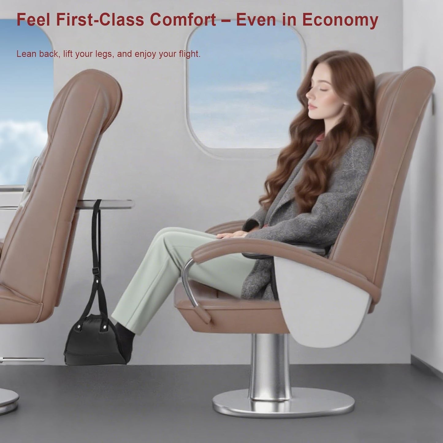 Airplane Foot Rest, 2Pack (Memory Foam) Plane Foot Hammock, Adjustable Portable Leg Rest for Airplane Travel, Relax Your Feet Foot Rest for Air Travel for Long Flight