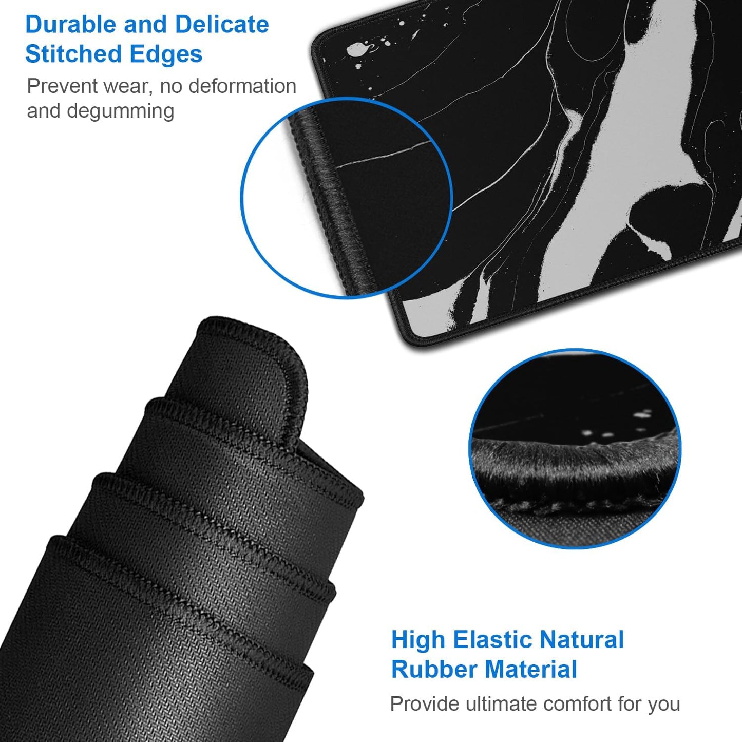 Large Mouse Pad, 31.5x15.7 inch Large Extended Computer Keyboard Mouse Mat, Water Resist Non-Slip Mousepad Rubber Base Long XXL Desk Mouse Pad for Work & Gaming, Office & Home, Black White