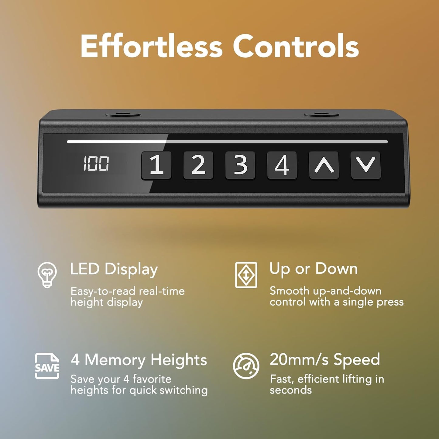 HUANUO 48" Electric Standing Desk Adjustable Height, 4 Memory Height Settings, Sit Stand Up Desk for Home Office & Computer Workstation, Light Walnut