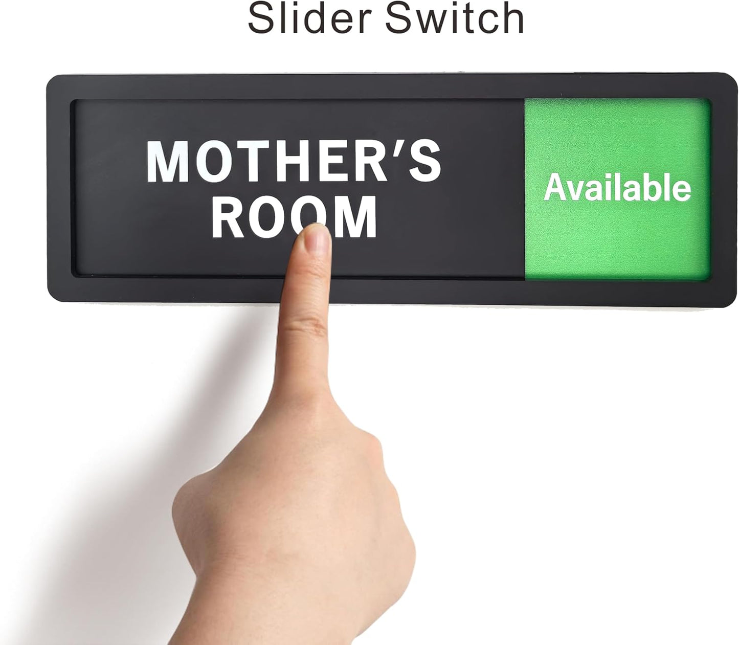 Mother's Room Sign – Privacy In Use / Available Slide Switch Sign, Premium Durable Acrylic Material, Super Strong Self-Adhesive, Quick Installation, Suitable For Your Home And Business ( 9×3 Inches, Black) (Mother's Room)