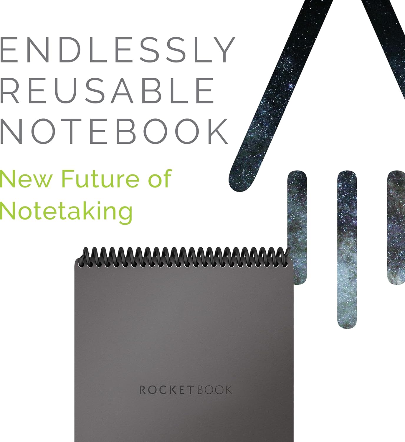 Rocketbook Smart Reusable Notebook, Flip Executive Size Spiral Notebook, Gray, (6" x 8.8"")