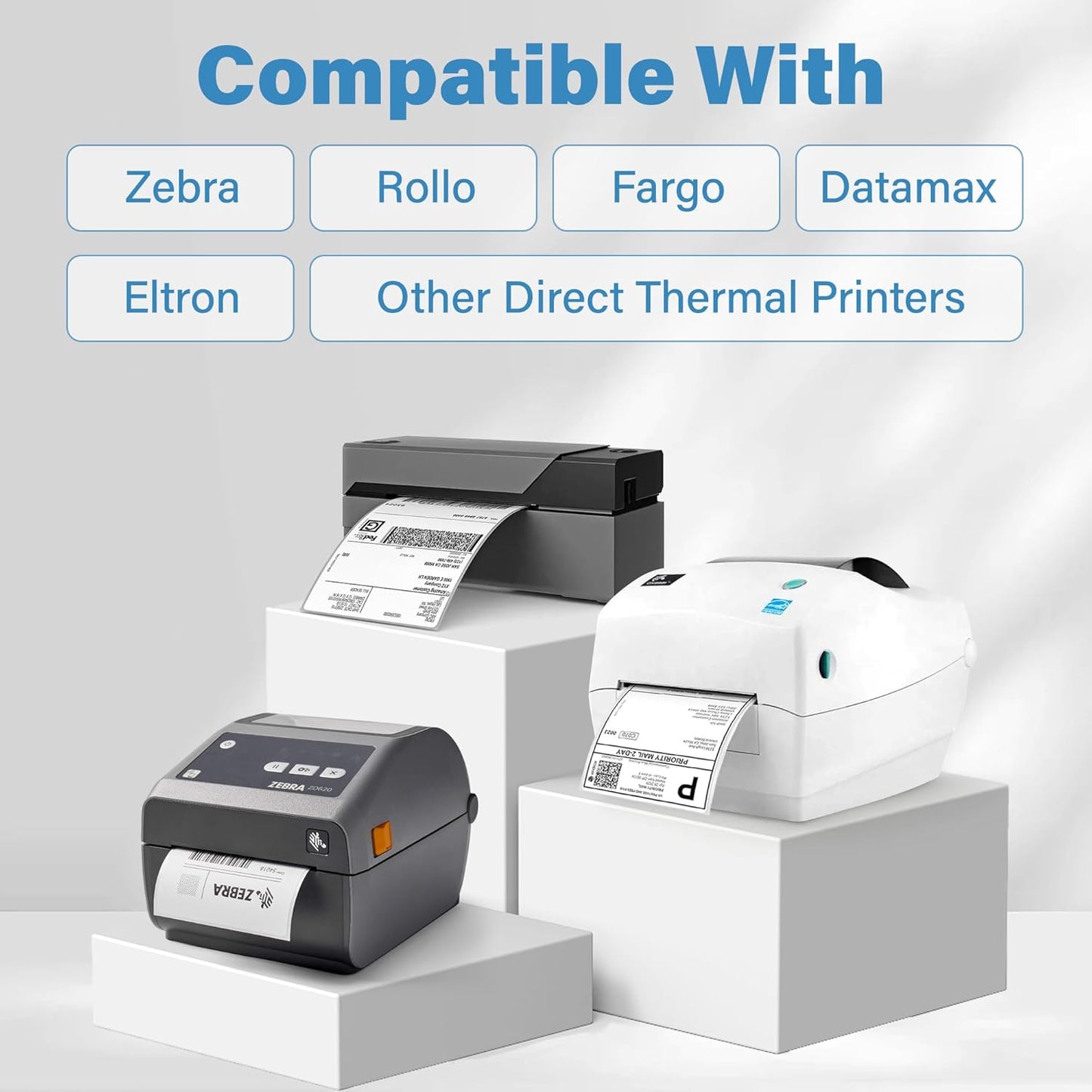 LotFancy 4x6 Thermal Labels, 1000 Shipping Labels, 4 Rolls-250 Labels per Roll, Perforated White Mailing Postage Label for Rollo, Zebra (NOT for DYMO)