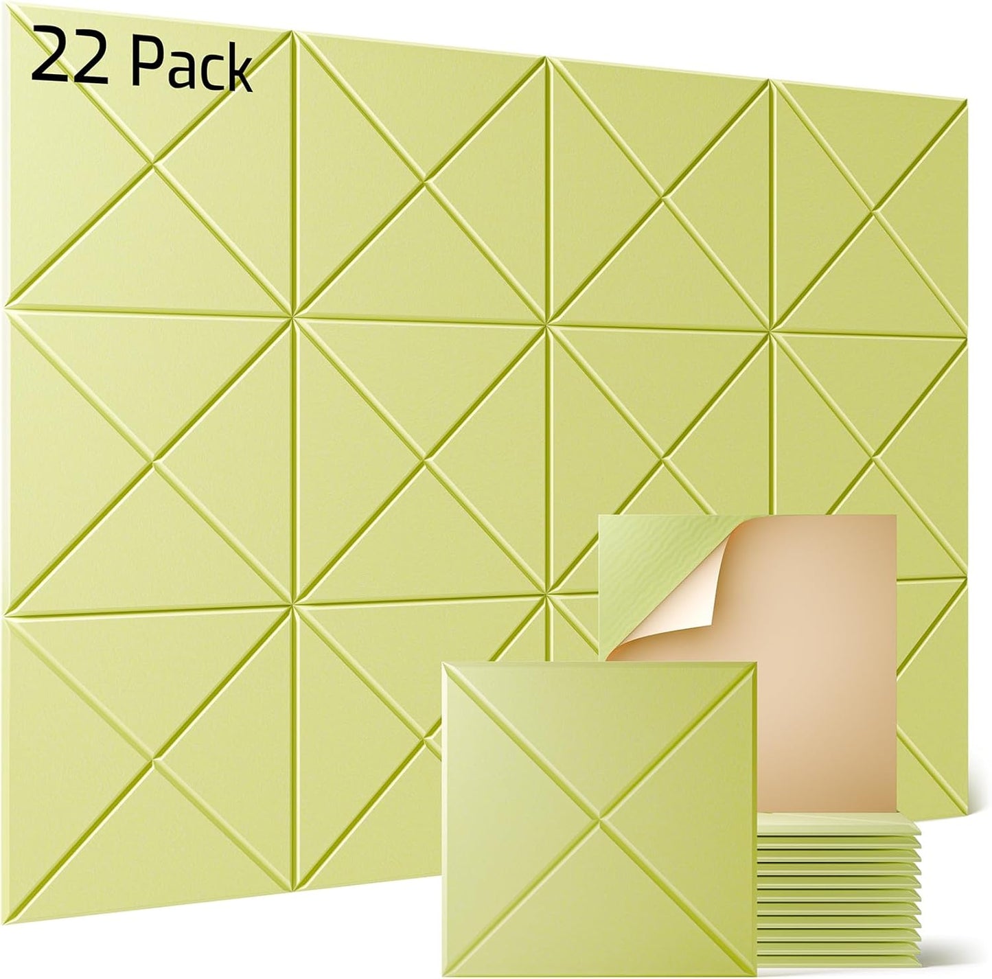 Sonicism 22 Pack X-Lined Acoustic Panels with Self-Adhesive, 12"X 12"X 0.4" Sound Proof Foam Panels, Decorative Soundproof Wall Panels, Sound Absorbing Tile for Home & Offices, Pale Yellow