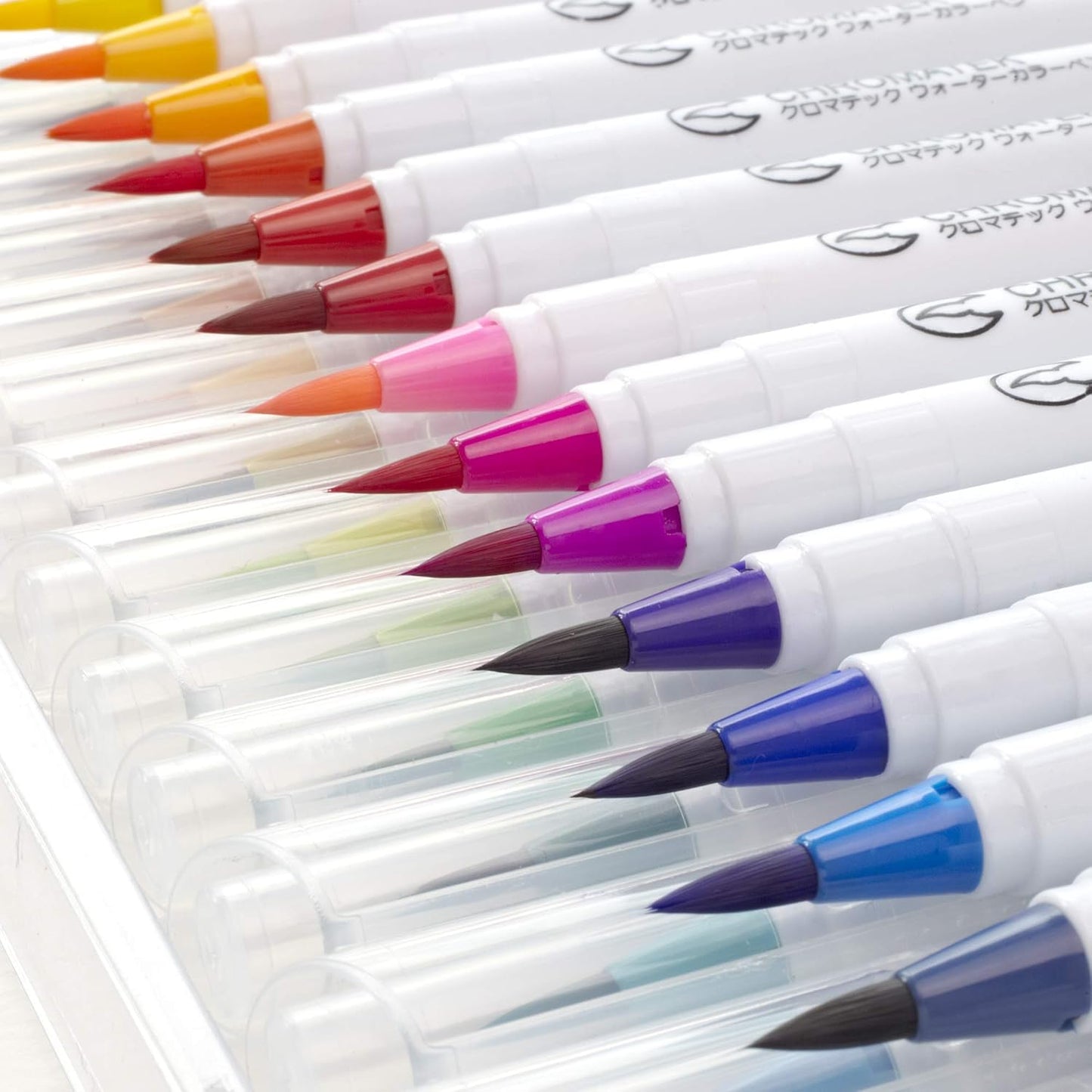 CHROMATEK 30 Watercolor Brush Pens - 15 Page Tutorial Pad and Online Video Series - Real Brush Tip, Vivid, Blendable - Professional Artist Quality - 27 Colors - 3 Aquapens