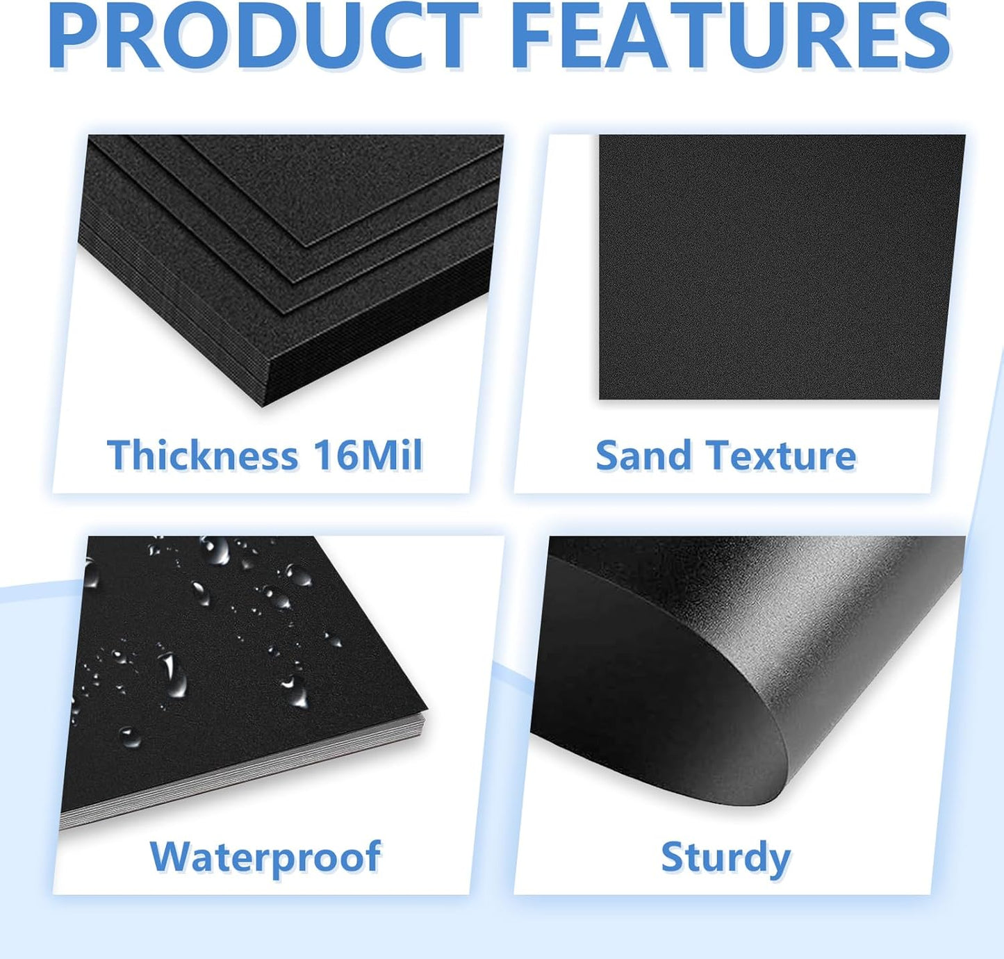 HOUYEE 50 Pack 16 Mil Binding Presentation Covers,Sand-Textured Polycovers,8-1/2" x 11" Letter Size Un-Punched Binding Covers 5 Multi Colors (Black, Yellow, Red, Green, Blue)