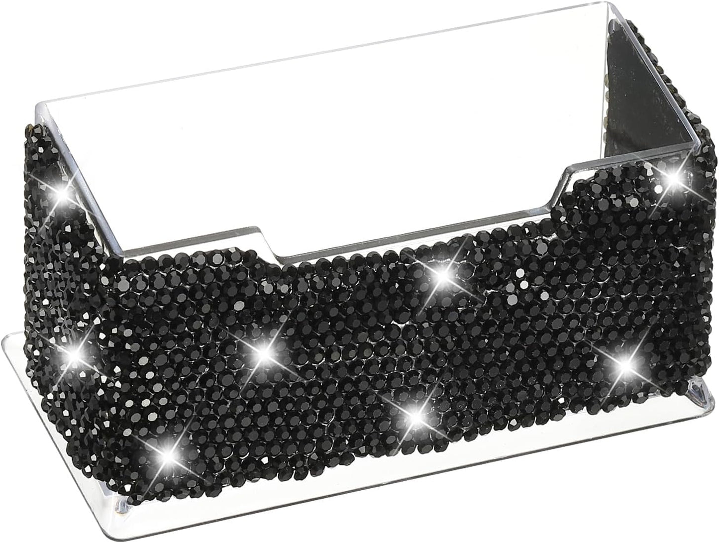 PATIKIL Rhinestone Business Card Holder, Crystal Business Card Holders Bling Business Card Organizer Display Stand for Desktop Desk Office Exhibition, Black