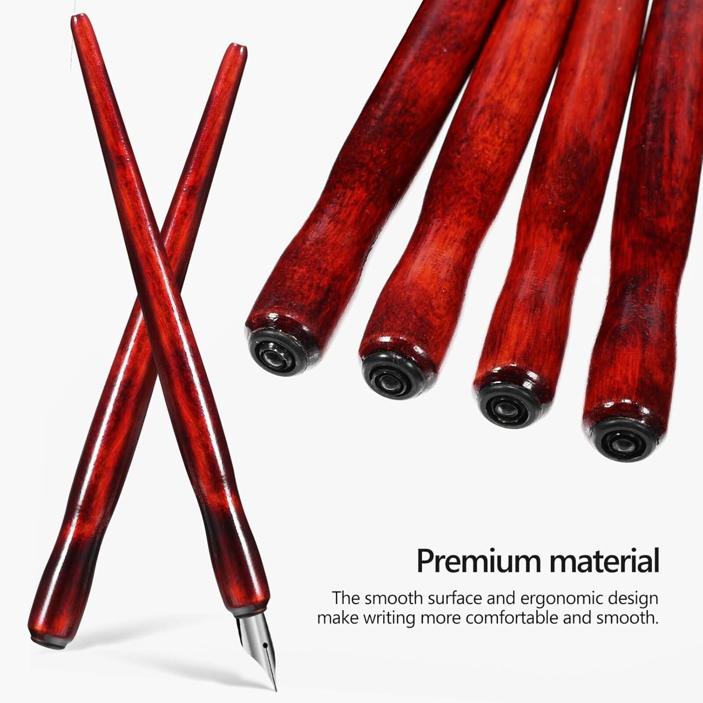 Gadpiparty 12-Piece Wooden Dip Pen Holder Set for Calligraphy, Drawing & Illustration - Portable Dark Red Penholder with Comfort Grip, Ideal for Ink Writing & Sketching