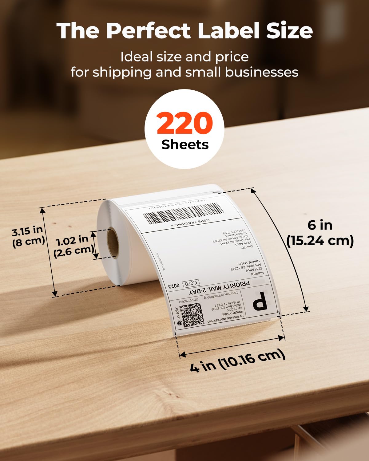 MUNBYN 4"x6" Direct Thermal Printer Label, Shipping Labels Compatible with Rollo, Jadens, Nelko, DYMO 4XL 1744907,1755120, 220 Sheets/Roll