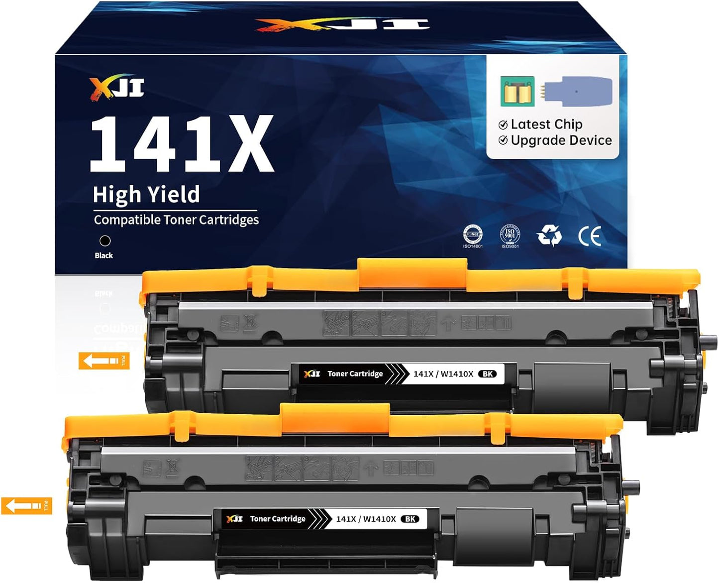 XJI 141X(with Chip) High Yield 2 Pack Compatible Toner Cartridges Replacement for HP 141 X A W1410X 141A W1410A Ink, for Laser Jet M110w MFP M139w M140w Printer Black