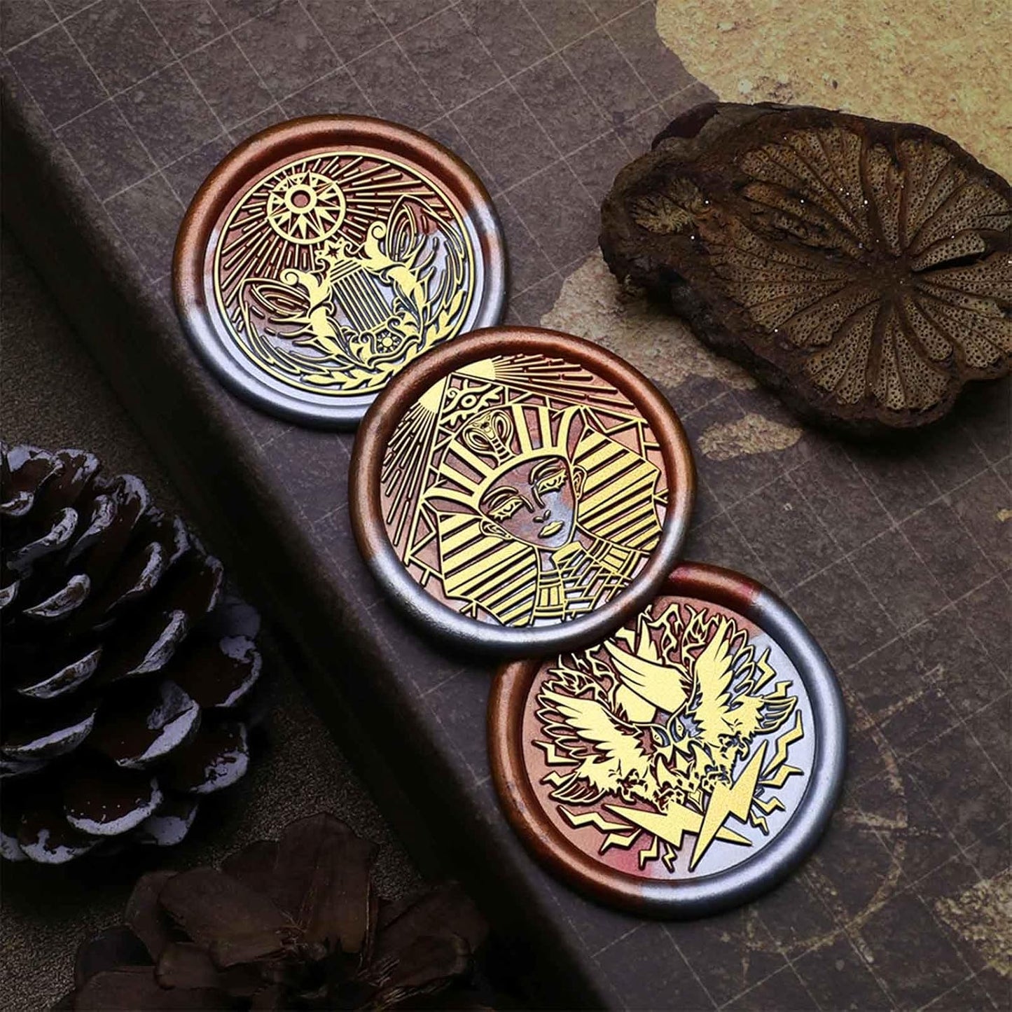 Sphinx Wax Seal Stamp - Vintage Brass Sealed Stamp,1.18 inch/30mm Removable Sealing Wax Stamp with Handle for Envelopes,Letters,Handicraft DIY and Creative Gifts