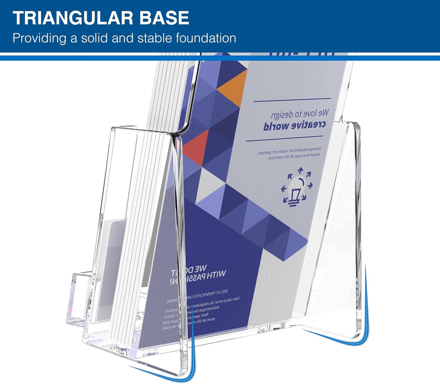 Brochure Holder 4x9 Inch Acrylic Literature Holders Clear Flyer Display Stand with Business Card Slot Pamphlet Holder Multi Purpose Organizer for Office, Lobby, Hotels, Trade Shows, 6 Pack