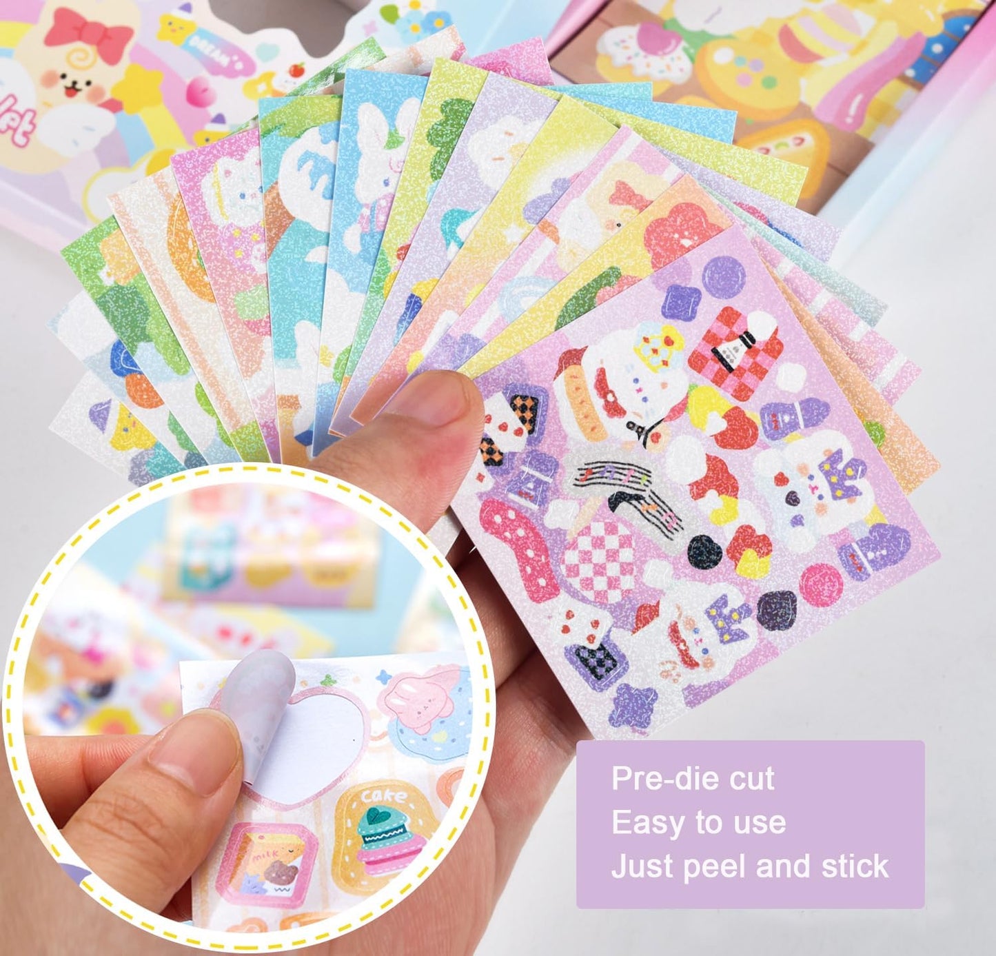 Kawaii PVC Animals Scrapbook Stickers,EAMOTOL 800 PCS/100 Sheets Cute Ducks Bear Bunny Dog Clipping Sticker for Journaling Laptop Planners Scrapbooking Diary Album Notebook Handbook Calendar DIY Craft