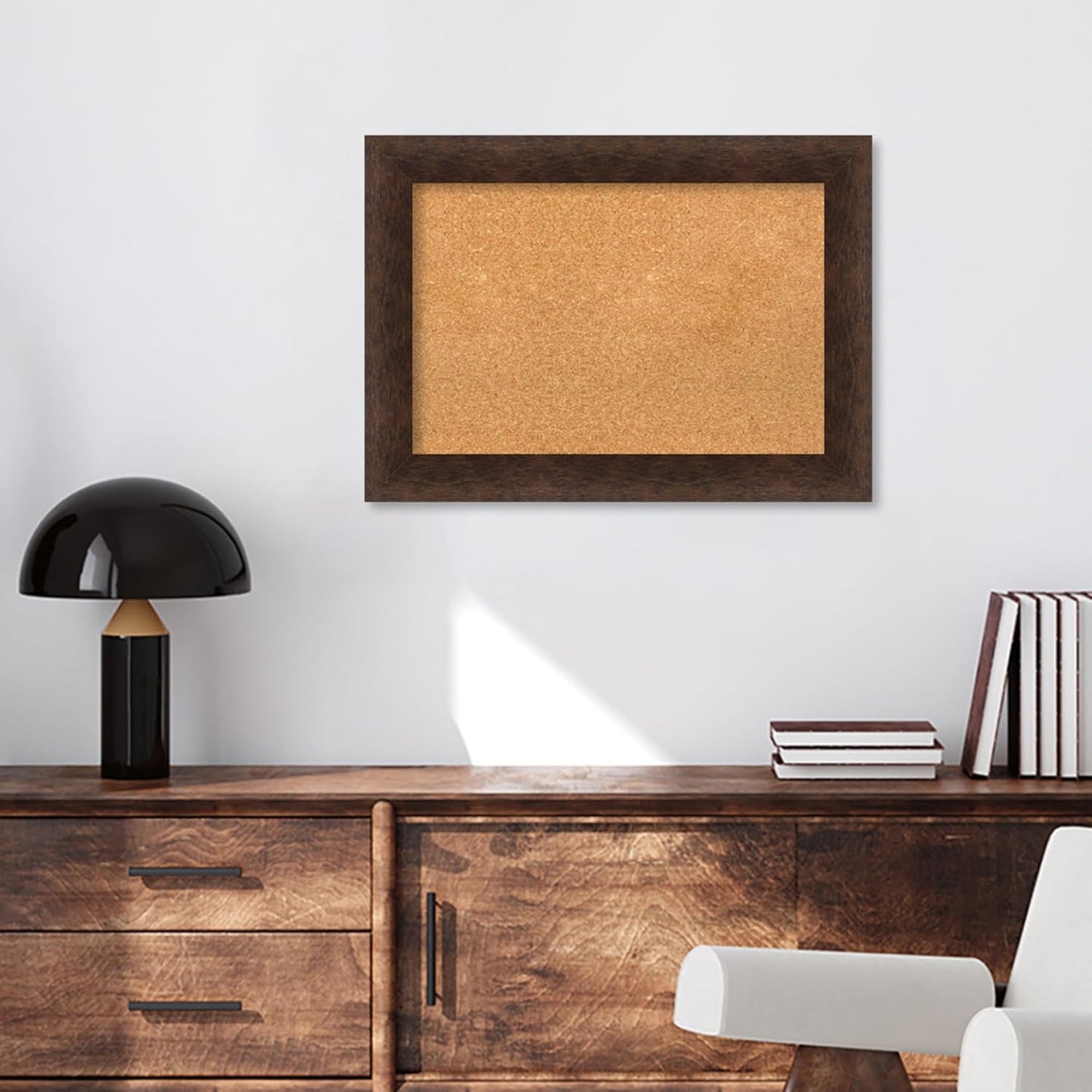 Amanti Art Natural Cork Board for Wall, 21x29 Vision Board with Brown Wood Frame, Medium Corkboard Office Decor for Home Organization, Casual Corkboard Pinboard to Display Items for Home Organization