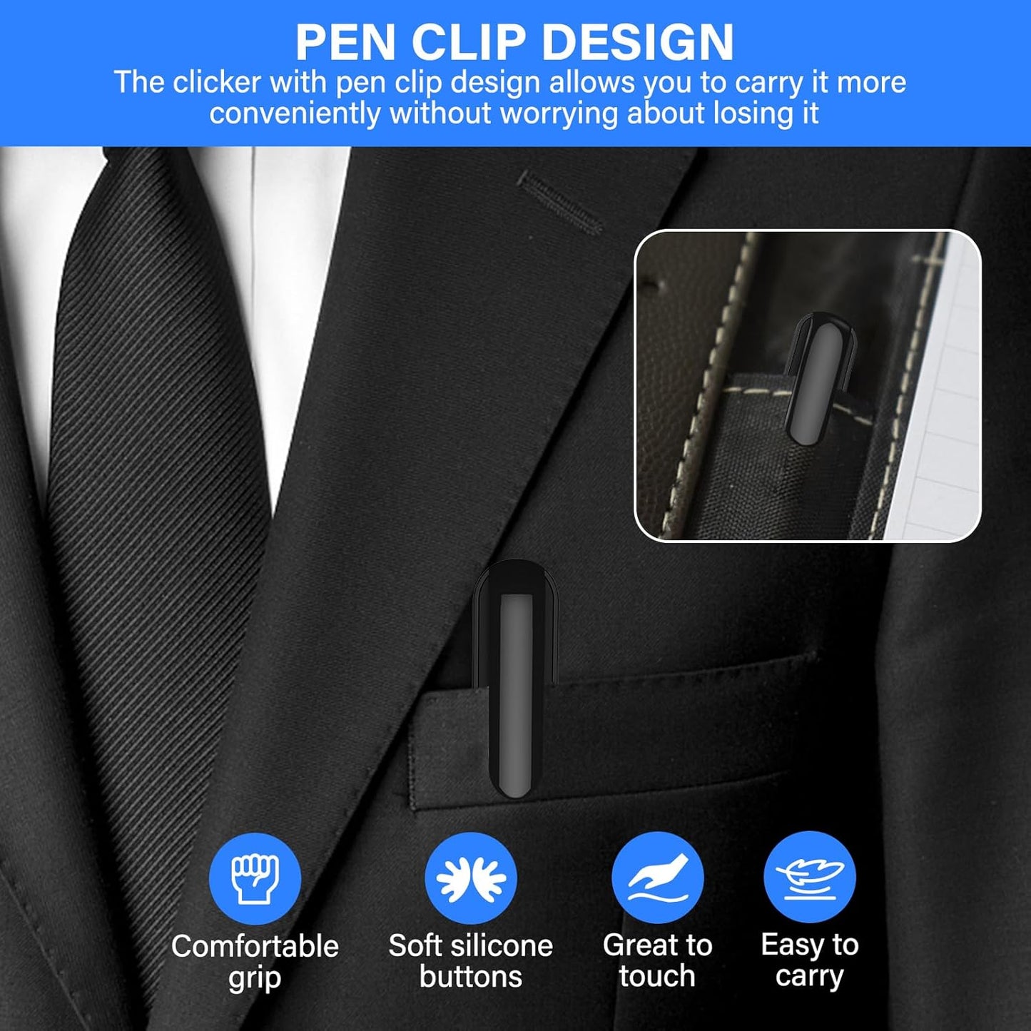 Presentation Clicker, Wireless Presenter with Red Light Pointer, Clicker for Powerpoint Presentations RF 2.4GHz USB Presenter Remote Google Slide Advancer with Hyperlink Volume Control