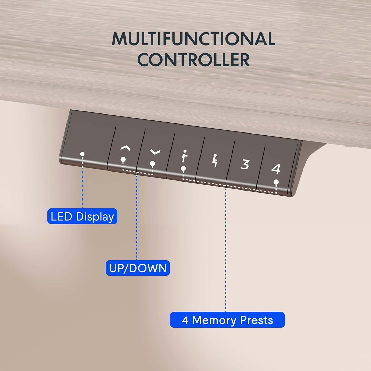 FLEXISPOT EN1 One-Piece Standing Desk 48 x 24 Inches Height Adjustable Electric Desk Sit Stand Desk Home Office Desks (White Frame + Gray Wood Grain Top, 2 Packages)