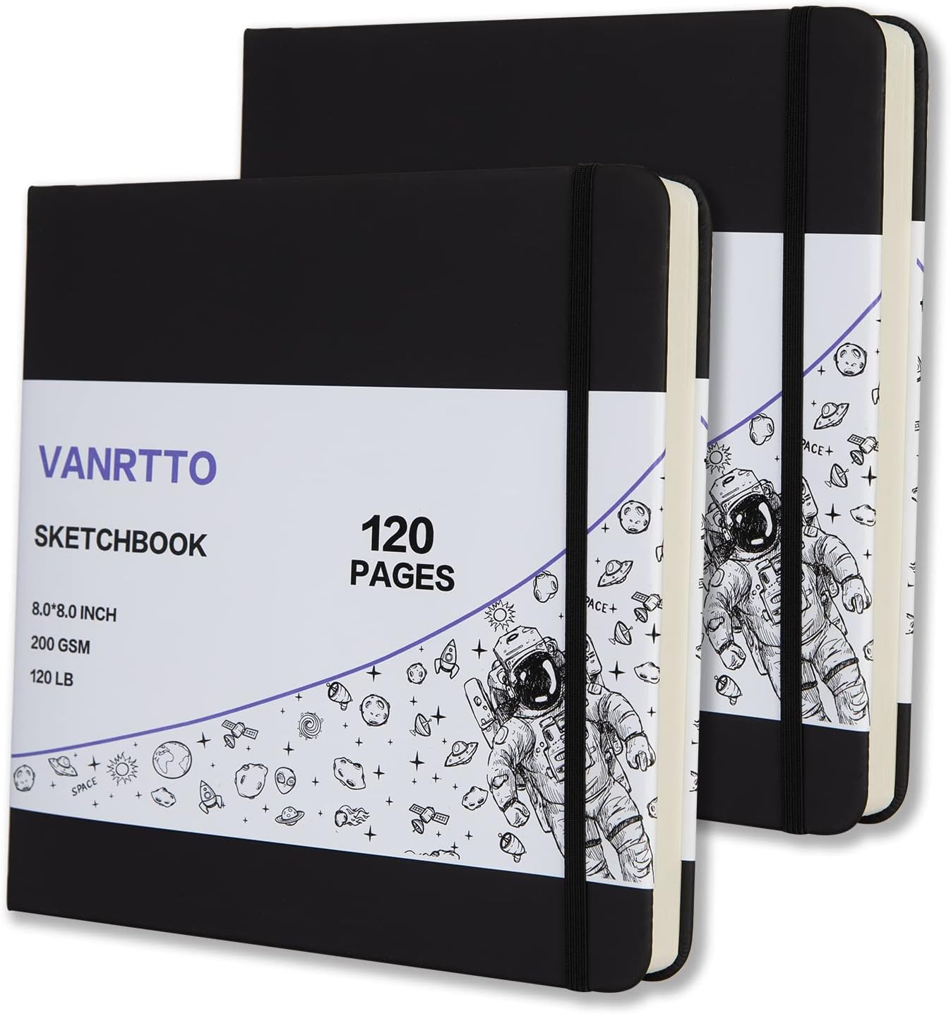 Hardcover Square Sketch Book, 120lb/200GSM Sketchbook Thick Drawing Paper for Marker Watercolor Pencil Mixed Media, Premium Drawing Notebook, 60 Sheets/120 Pages 8x8 Inch Sketch Pad, 2 Pack