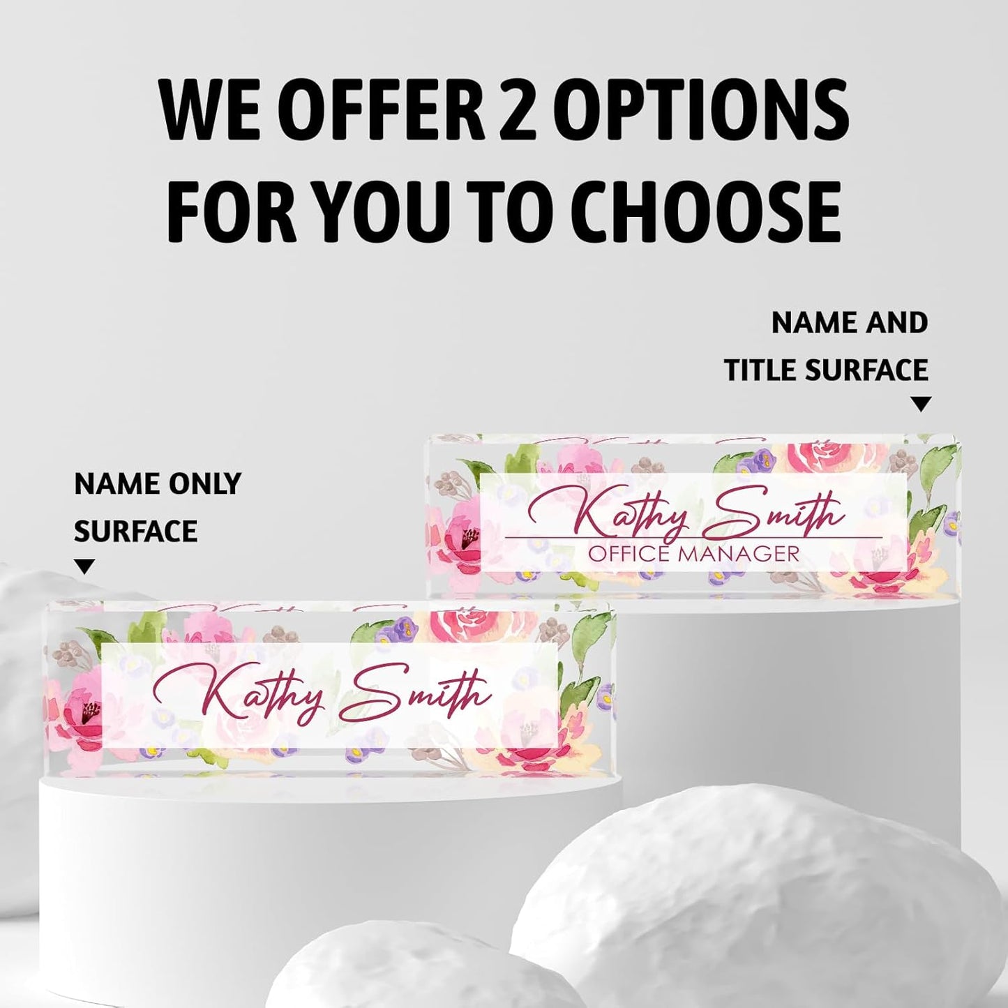 Personalized Name Plate for Desk, Custom Desk Name Plate, Acrylic Name Plate Office Desk Accessories, Personalized Office Gifts for Coworkers Teachers, Employee Appreciation Gifts (A-Watercolor)