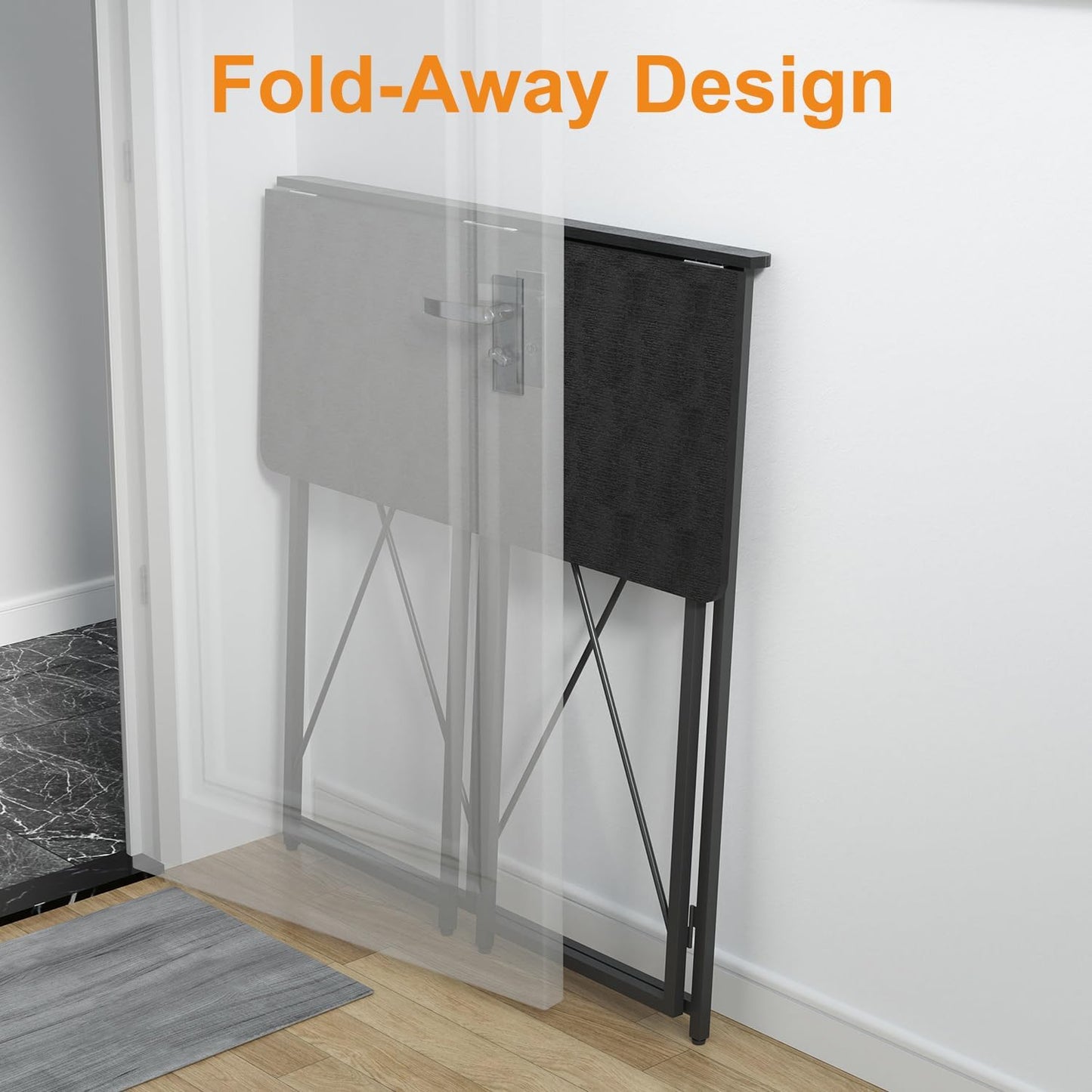 39.37" Folding Standing Desk, Small Laptop Stand Up Desk for Sitting or Standing, No Assembly Needed, Portable, Tall Foldable Desk for Home, Office, Small Spaces (Black)