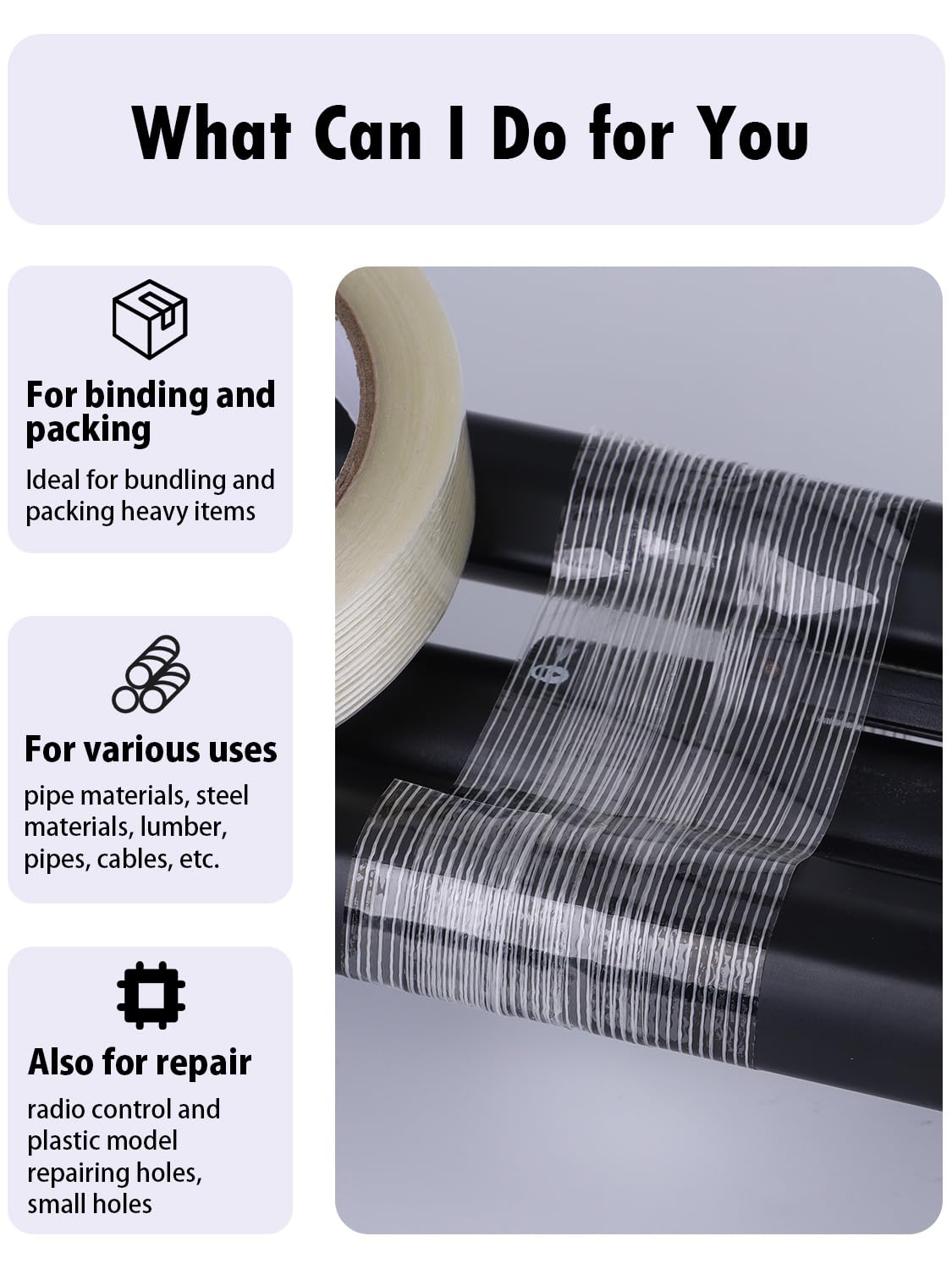 10 Pack 3/4 in×27YDS, Filament Strapping Tape, 270yds Total, Clear Fiberglass Reinforced Packing, Heavy Duty Wearproof Tape, Extra Thickness 5.5 mil