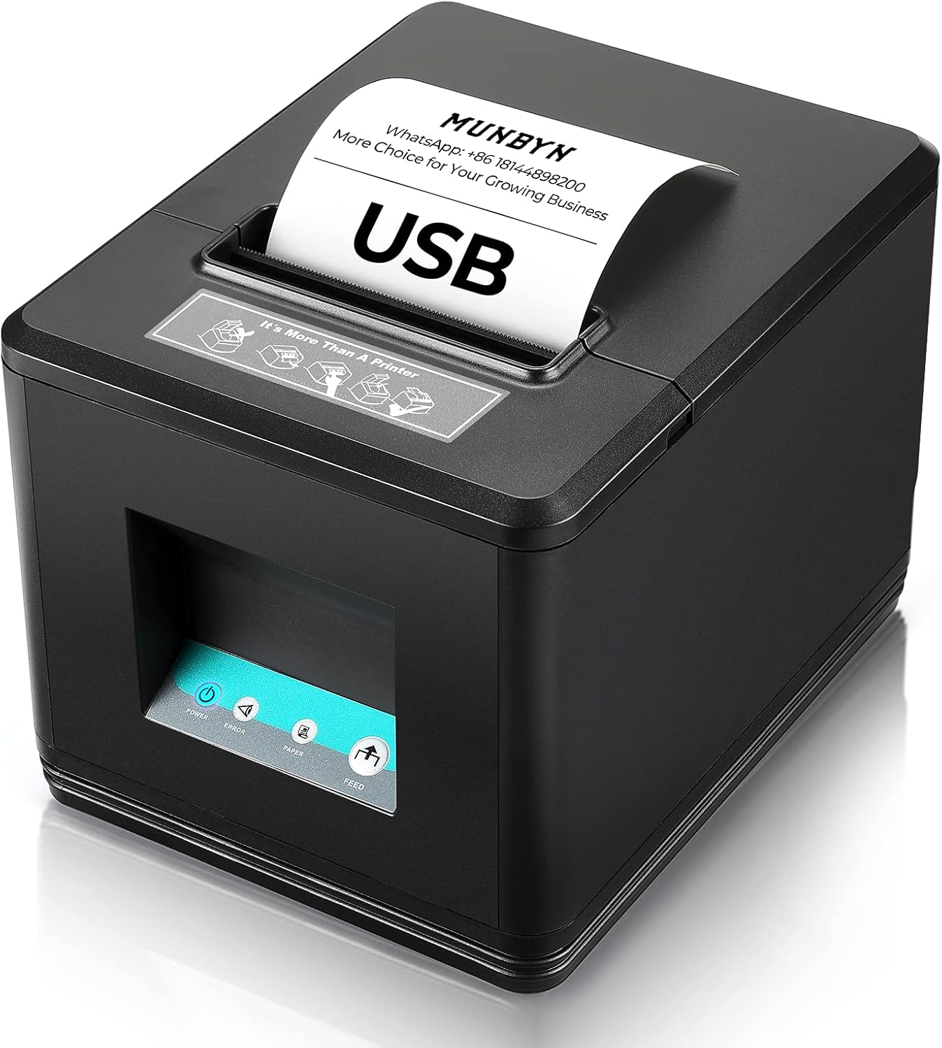 MUNBYN 80mm USB Thermal Receipt Printer, POS Printer with Auto Cutter ESC/POS Command Support Windows Mac, Do Not Support Square (Only USB Interface)
