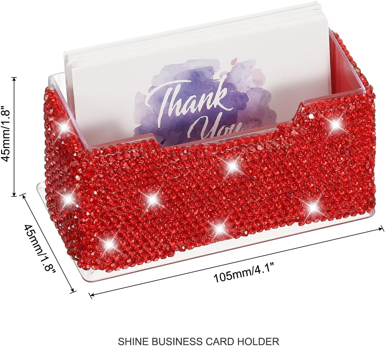 PATIKIL Rhinestone Business Card Holder, Crystal Business Card Holders Bling Business Card Organizer Display Stand for Desktop Desk Office Exhibition, Red