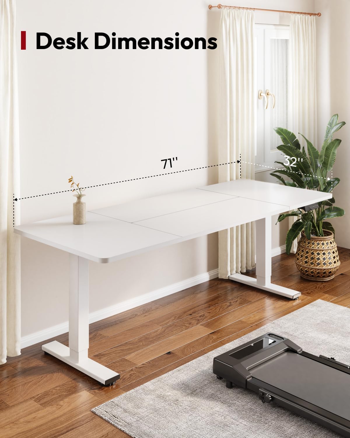 SANODESK Standing Desk Height Adjustable Electric Stand up Desk 79x32 Inches Sit Stand Home Office with Splice Board, White Frame/White Top