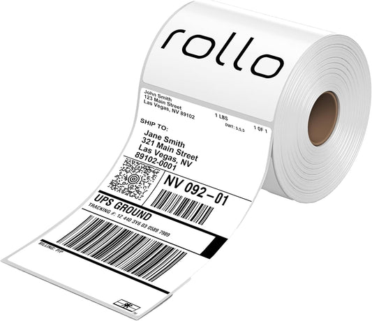 Rollo Direct Thermal Shipping Labels - 500 4x6 Thermal Label Roll - Perforated and Strong Adhesive (Commercial Grade)