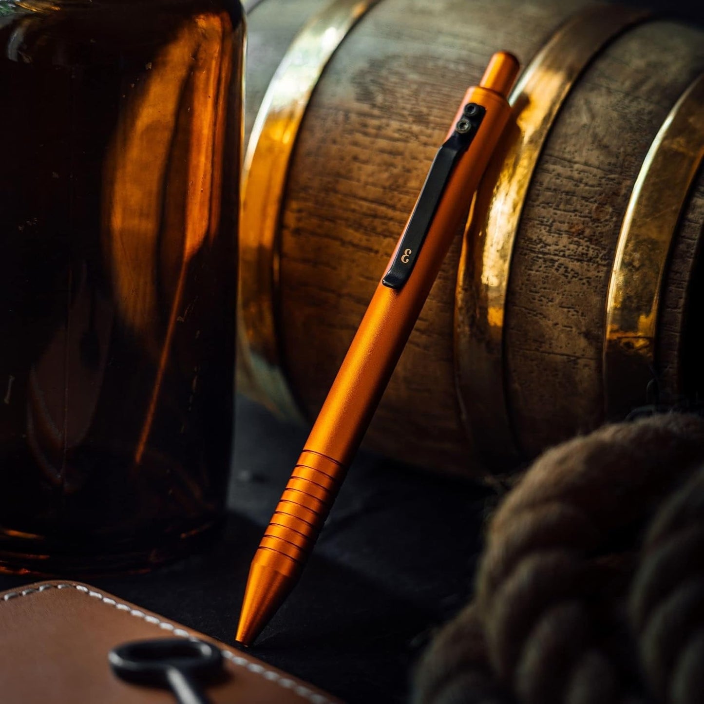 Everyman Taipan Orange Grafton Pen & Ink Bundle, Premium EDC Luxury Writing Utensil with Extra 3-pack of Black Gel Refills (.7mm), Pen with Pocket Clip, Luxury Metal Writing, Gift for Office