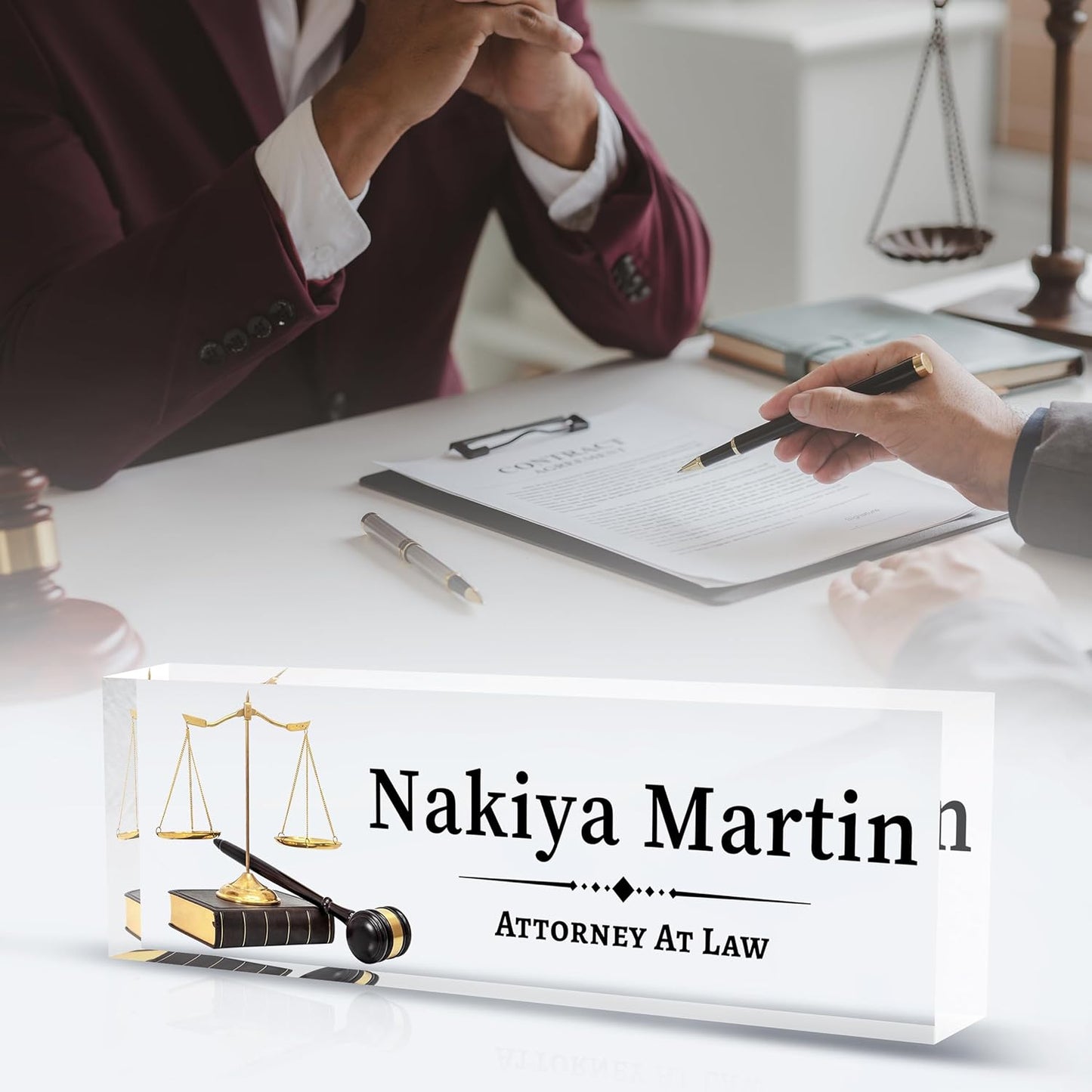 Desk Name Plate Personalized, Lawyer Name Plate for Desk, Office Desk Decor for Women & Men, Employee Appreciation Gifts Custom Office Gifts for Lawyer