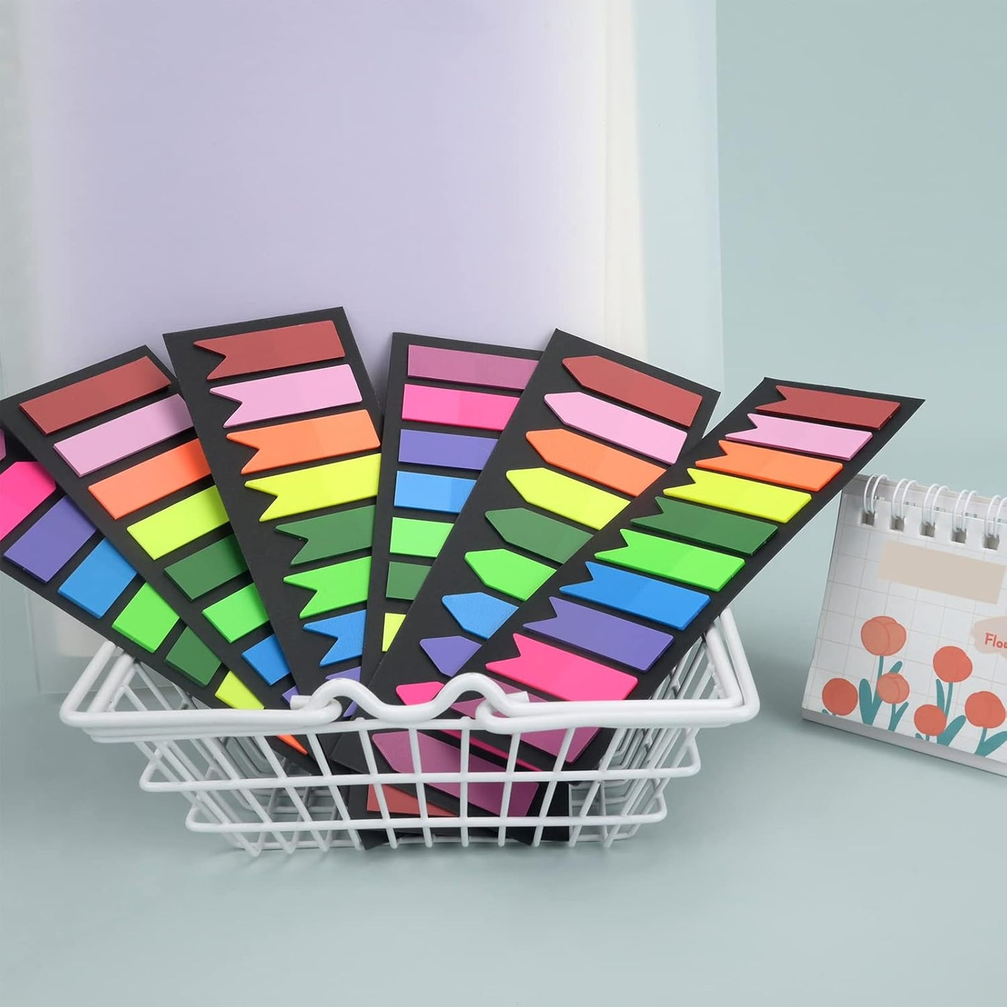 Temiary 1200 Pieces Transparent Sticky Index Tabs, Page Markers for Annotating, Translucent Colored Arrow Flag Tab for Bookmarks Bible Tabs Notebook School Supplies