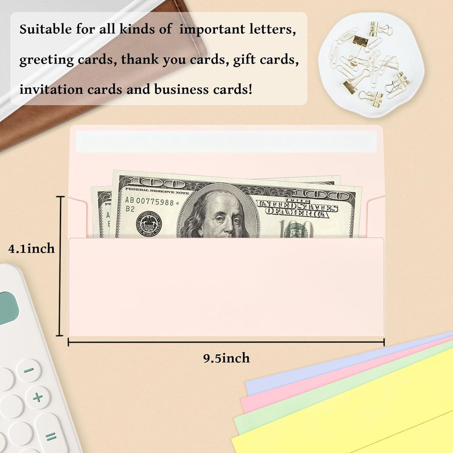 200 Pack Colorful #10 Business Envelopes, Standard Envelopes Self Seal, Letter Size Business Mailing Envelopes for Checks Letters Invoices Birthday Graduation Wedding, 4 1/8 x 9 1/2 Inch