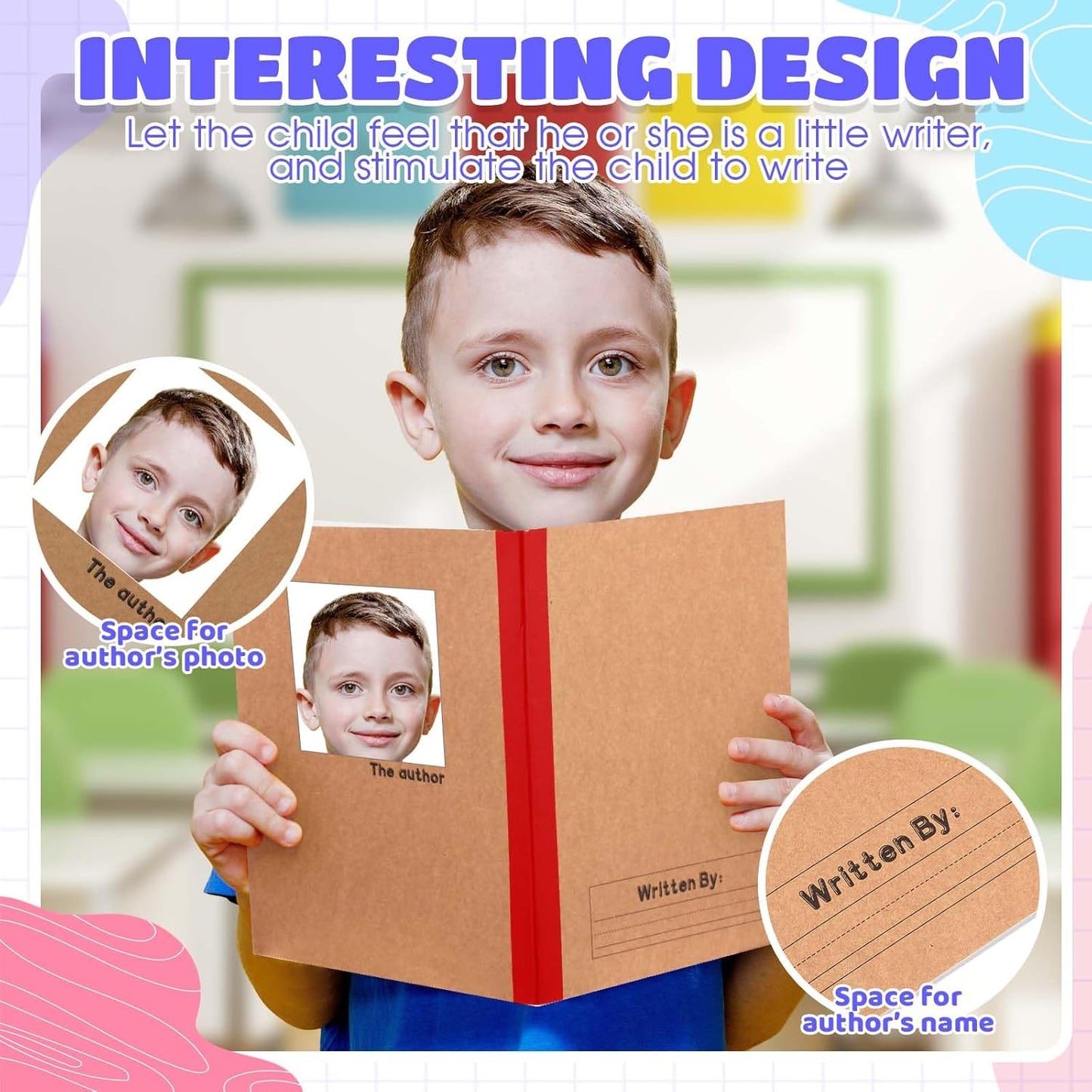 Henoyso 40 Pcs 120 Pages Primary Composition Notebooks K-2, Primary Journal Grades K-2, Writing Journal Practice Notebook for Kids in Preschool, Kindergarten, Back to School Supplies (Rainbow)