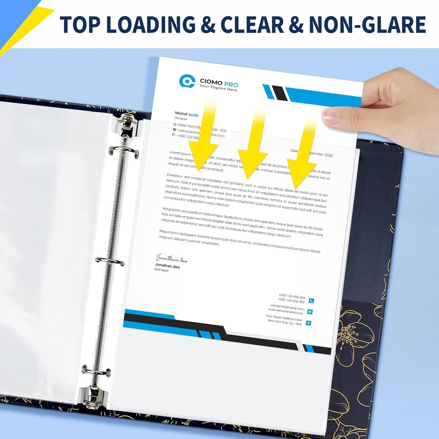 SUNEE Sheet Protectors 500 Packs for 3 Ring Binder, PVC-Free Clear Page Protectors 8.5x11 Inches Plastic Sleeves for Paper, Documents, Photos, Top Loading Binder Sleeves Letter Size