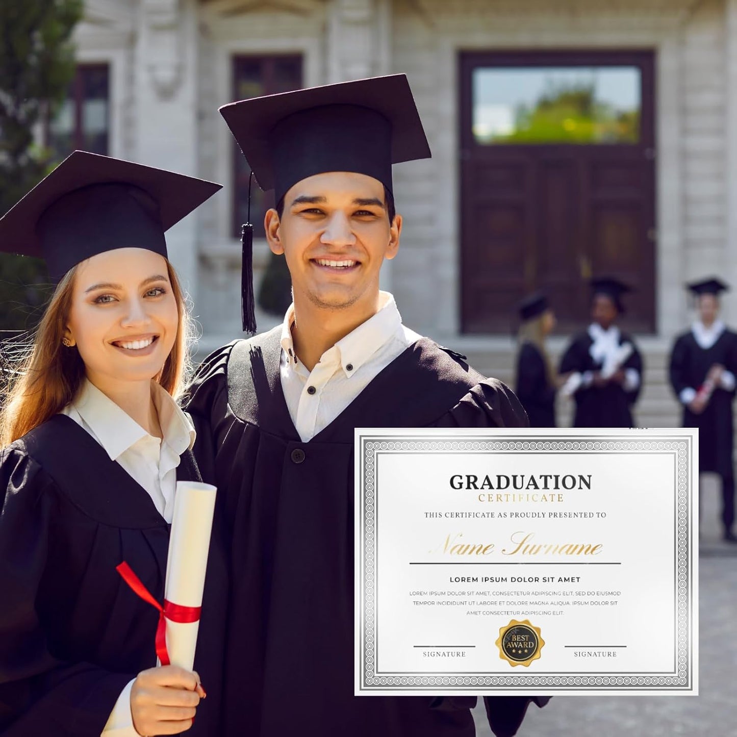 25 Count Certificate Paper 8.5 x 11 for Printing,Blank Silver Foil Border,Award Certificate Paper for Business,Graduation Diploma,School and Achievement (White)