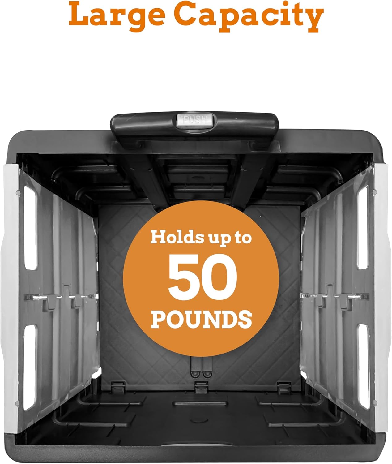 Inspired Living Ultra-Slim Rolling Collapsible Storage Pack-N-Roll Utility-carts, with Telescopic Handle, for Home, Garden, Shopping, Office, School use, Medium, Grey & Black