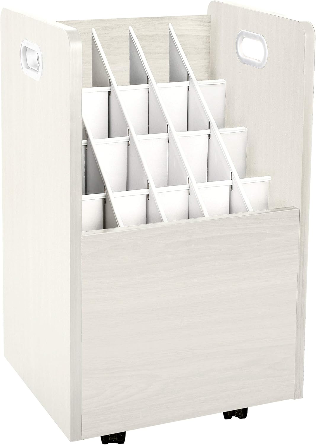 Adir Blue Print Storage Organizer - Mobile Roll File Cart, Construction Plan Holders, Blueprint Cabinet with Wheels, Roll Files Storage for Office and Home (20 Slots, White)