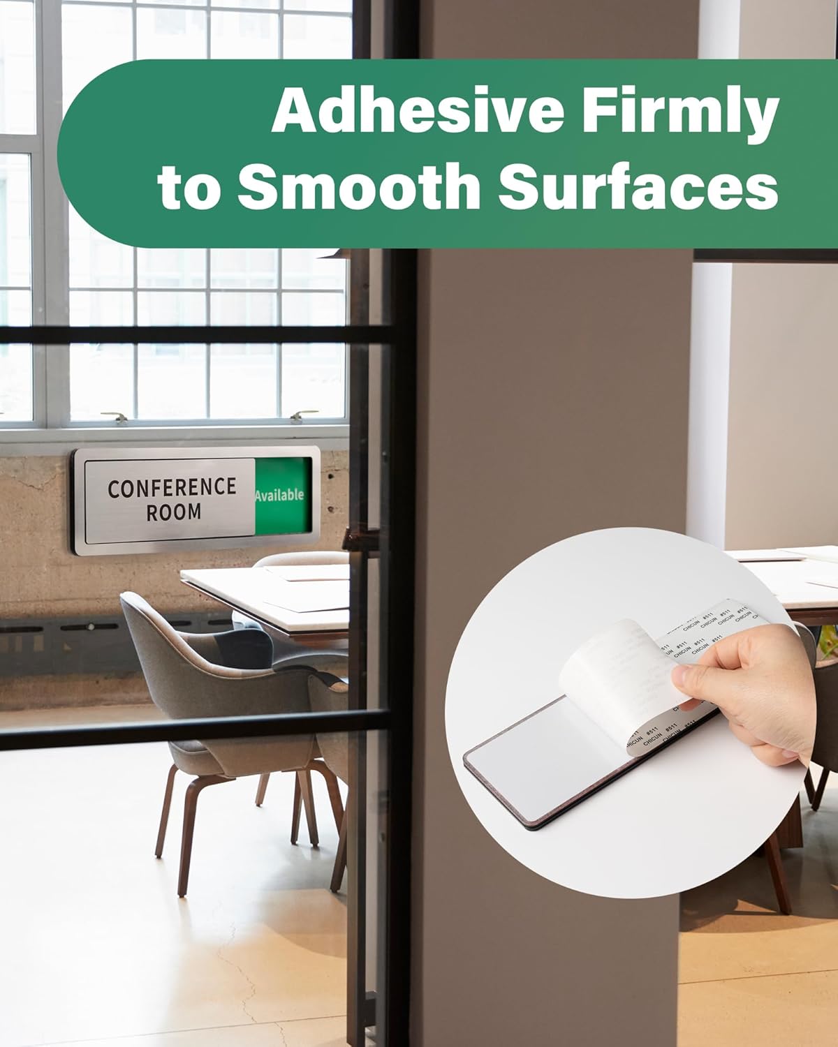 Conference Room Office Door Signs Do Not Disturb, In Use/Available Slider Sign for Home Office Wellness Conference Vacant Occupied Privacy Sliding Door Sign，Brushed Silver