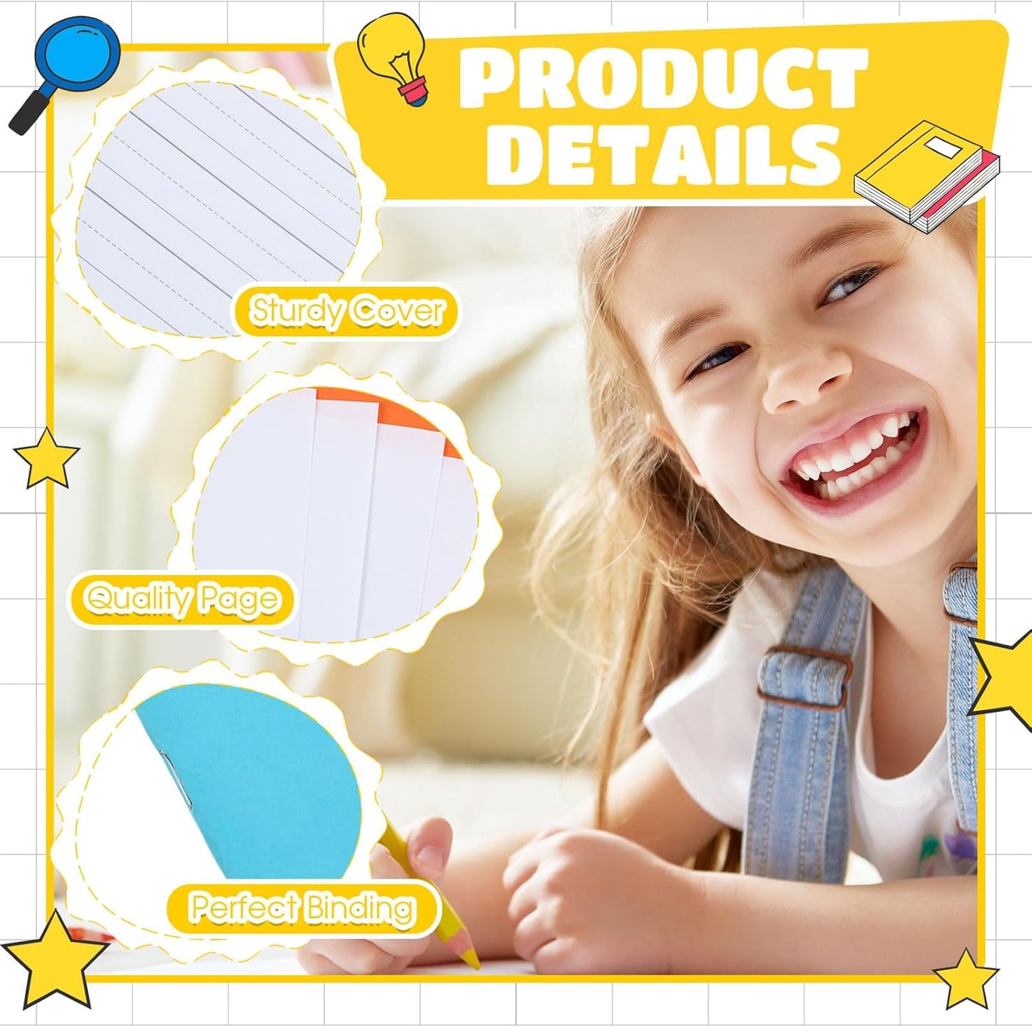 Henoyso 12 Pcs Primary Composition Notebook K-2 9 3/4 x 7 1/2 Inch Primary Journal, Back to School Supplies, Bulk Blank Writing Book for Kid to Write Draw Journal 60 Page Notebooks (Multicolored)