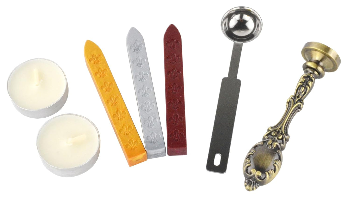 Samyo Creative Romantic Stamp Maker Classic Old-Fashioned Style Brass Color Wax Seal Sealing Stamp Vintage Antique Alphabet Initial Letter Set - (Letter F)