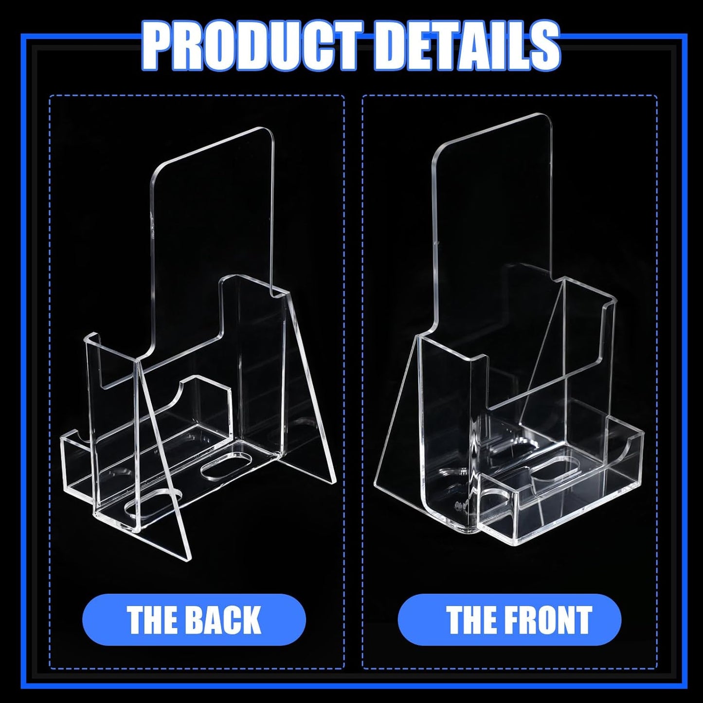 Wenqik Acrylic Brochure Holder with Business Card 4.1 Inch Rack Card Holder Pamphlet Display Stand Organizer for Menu Flyer Magazine Office Booklets(16 Pcs)