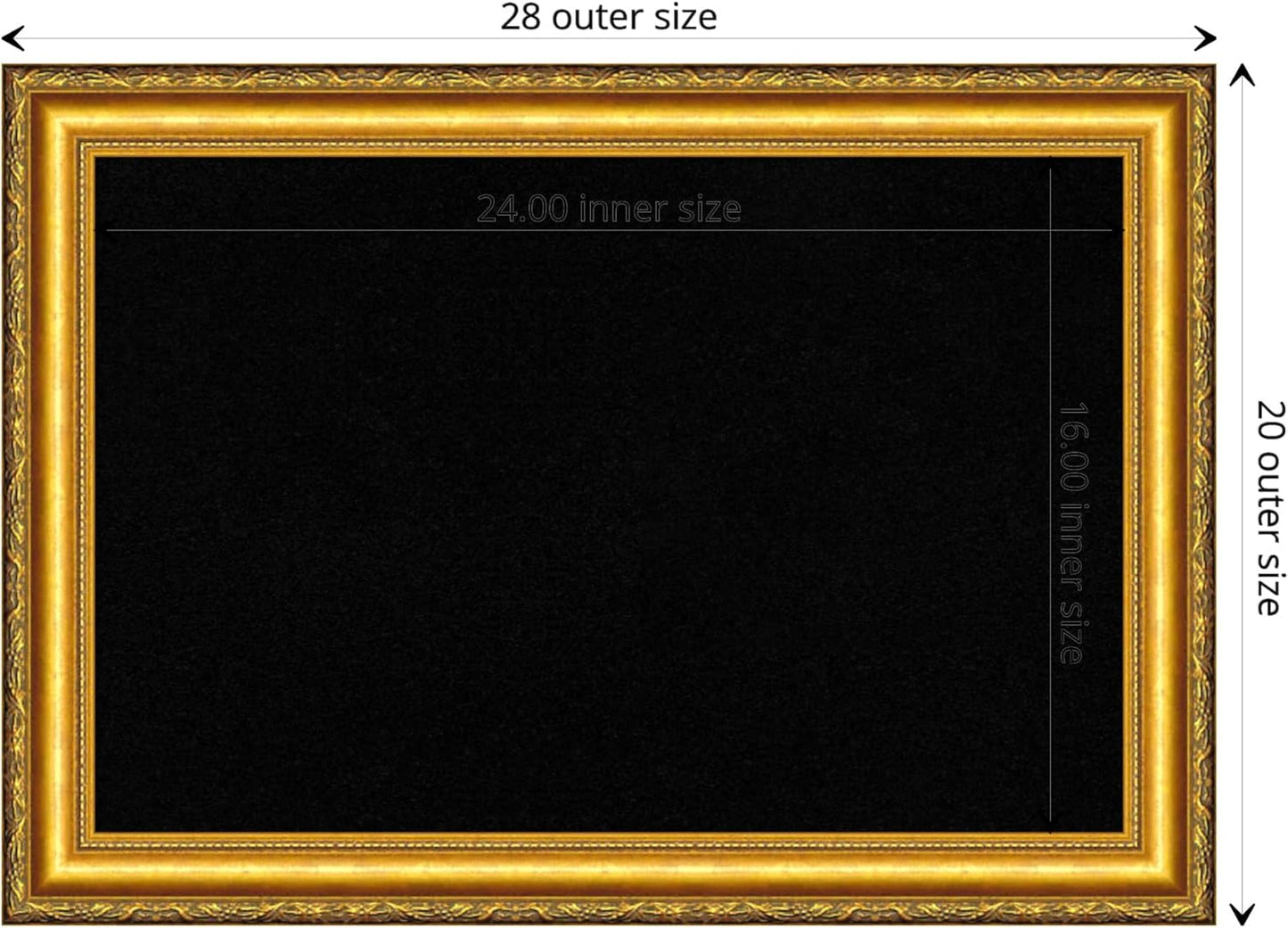 Amanti Art Black Cork Board for Wall, 20x28 Vision Board with Gold Wood Frame, Medium Corkboard Office Decor for Home Organization, Traditional Corkboard Pinboard to display items for home