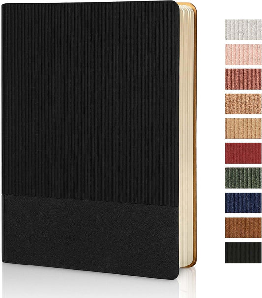 Lined Journal Notebook for Work College Ruled Note Book 5.79"x8.27" A5 PU Leather Daily Journaling 216 Pages for Women Men Writing Home School Supplies Business (A5 Lined 216pages, 07-Black)