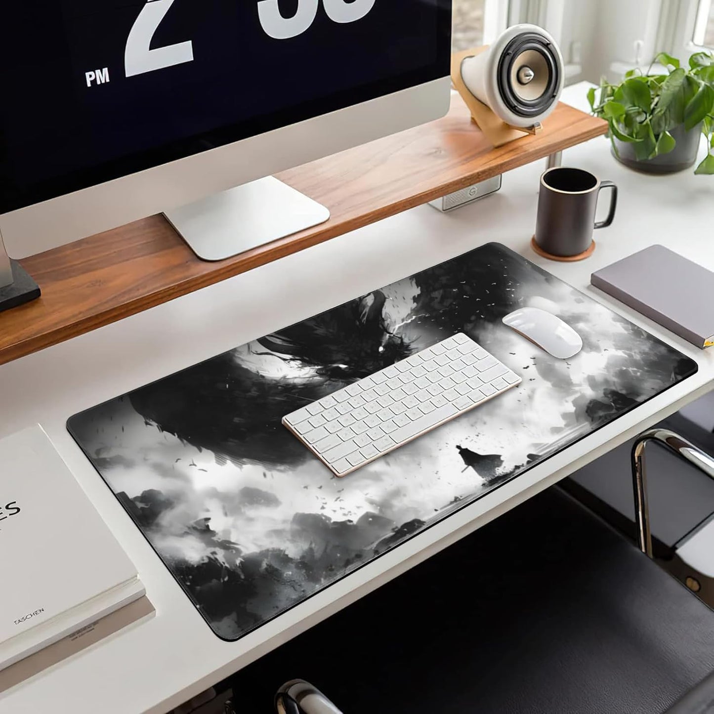 Extended Large Gaming Mouse Pad, Horror Anime Manga Large Desk Mat for Desktop XXL, Non-Slip Rubber Base Stitched Edges Long Computer Keyboard Desk Pad Mouse Mat for Gaming Home Office 35.4"X15.7"